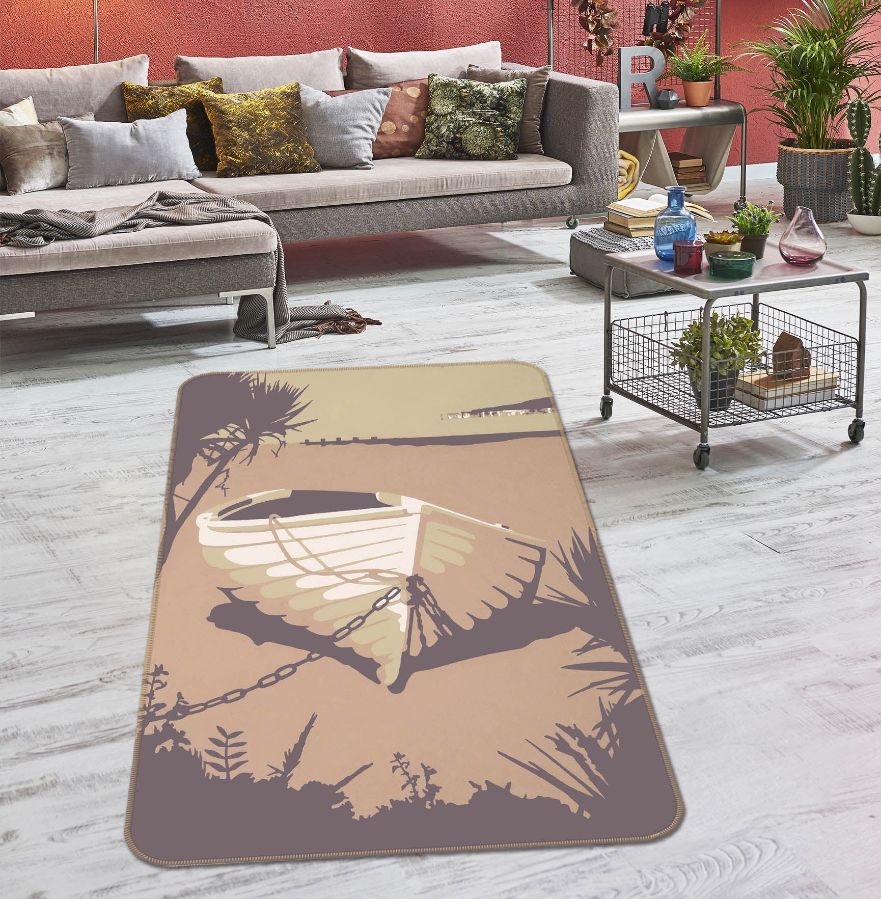 3D Sandbanks The Purbecks 1139 Steve Read Rug Non Slip Rug Mat