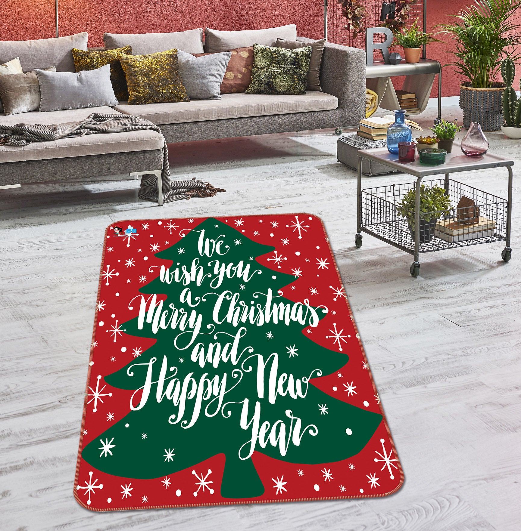 3D Letter Tree 57035 Christmas Non Slip Rug Mat Xmas