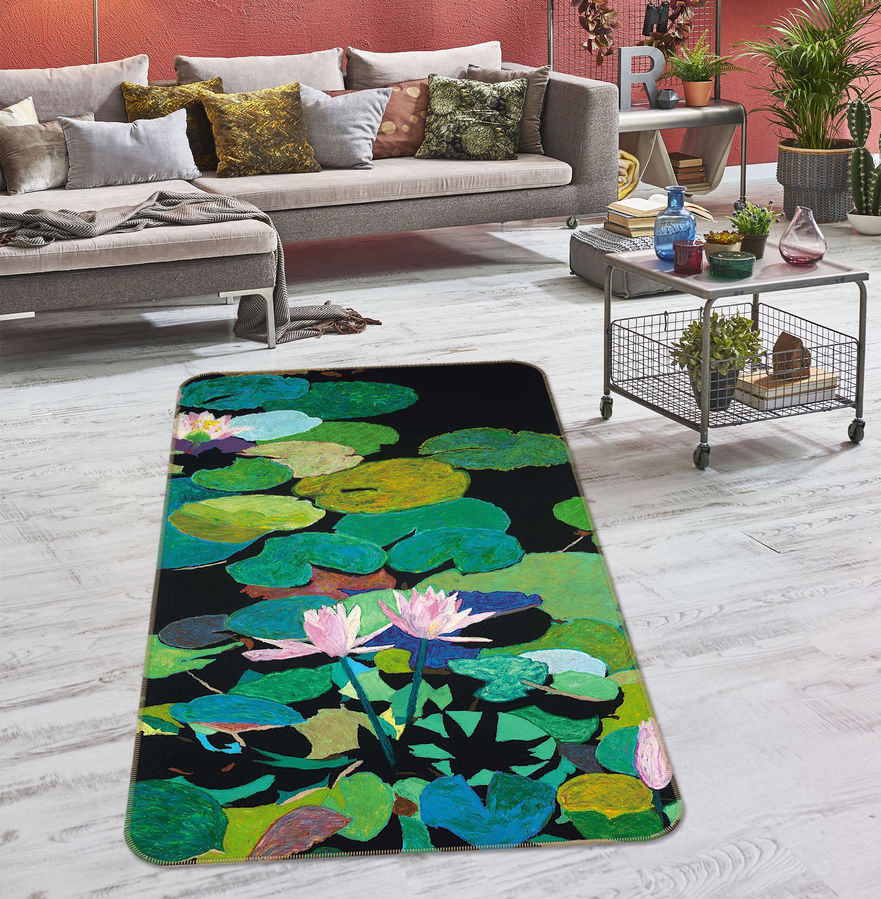 3D Beautiful Pond 3028 Allan P. Friedlander Rug Non Slip Rug Mat