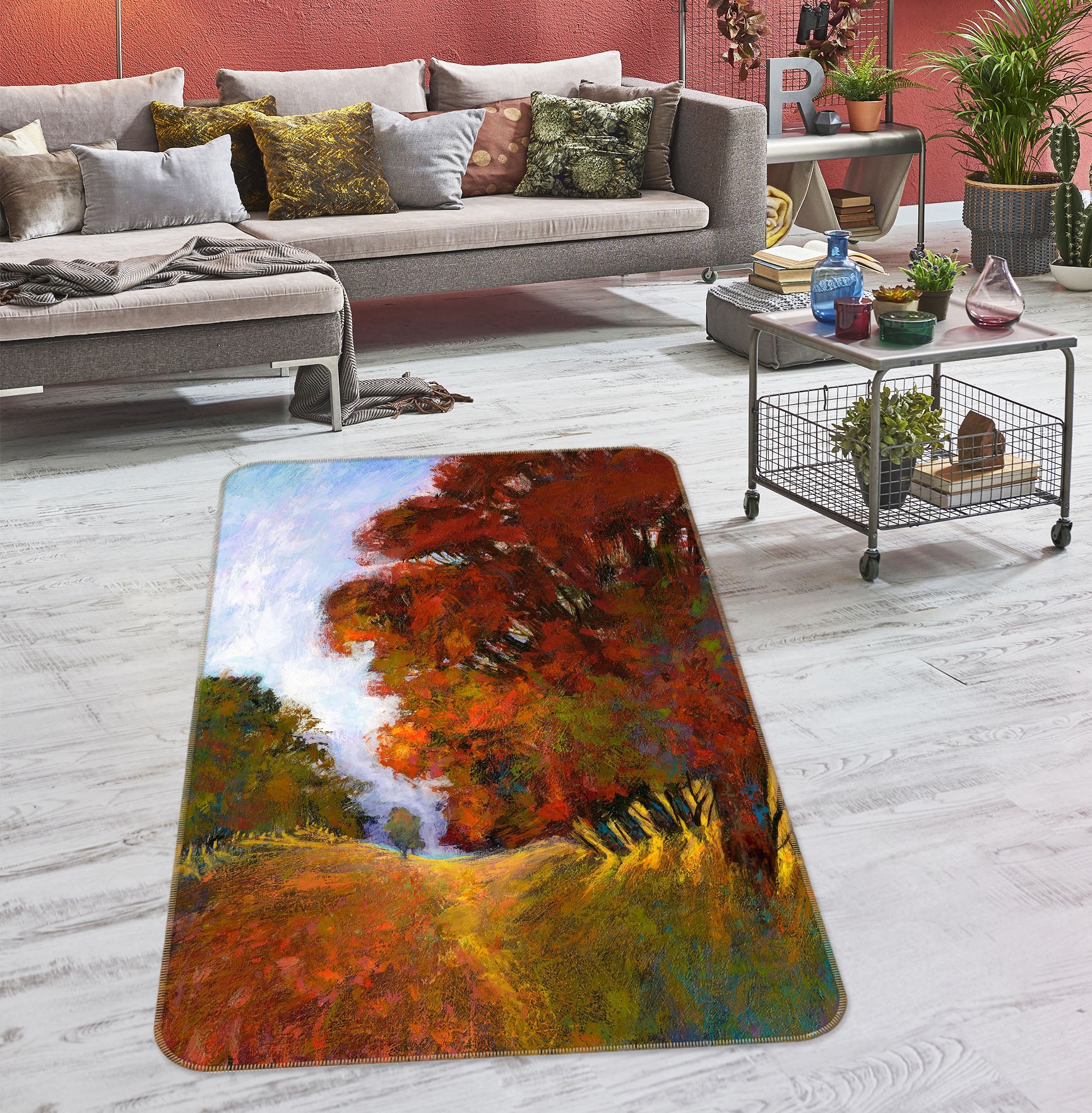 3D Sunny Maple Leaf 1112 Michael Tienhaara Rug Non Slip Rug Mat