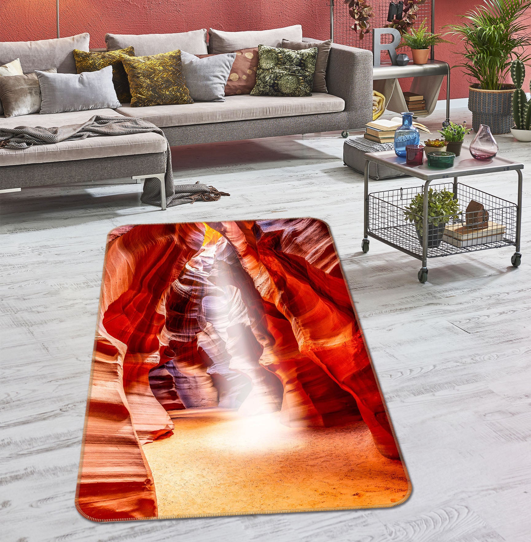 3D Red Cave 1181 Marco Carmassi Rug Non Slip Rug Mat