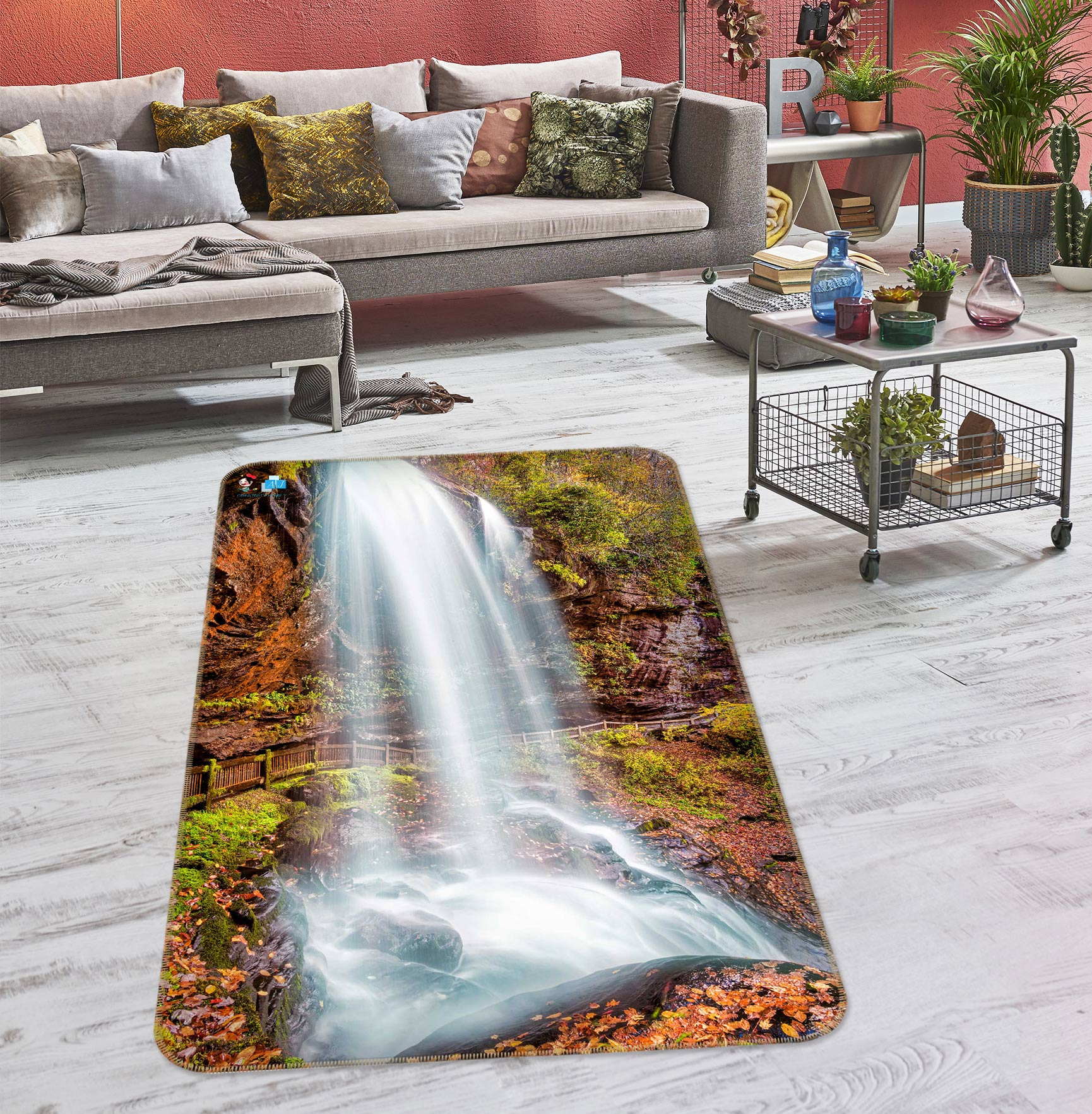 3D Waterfall Stone 5158 Beth Sheridan Rug Non Slip Rug Mat