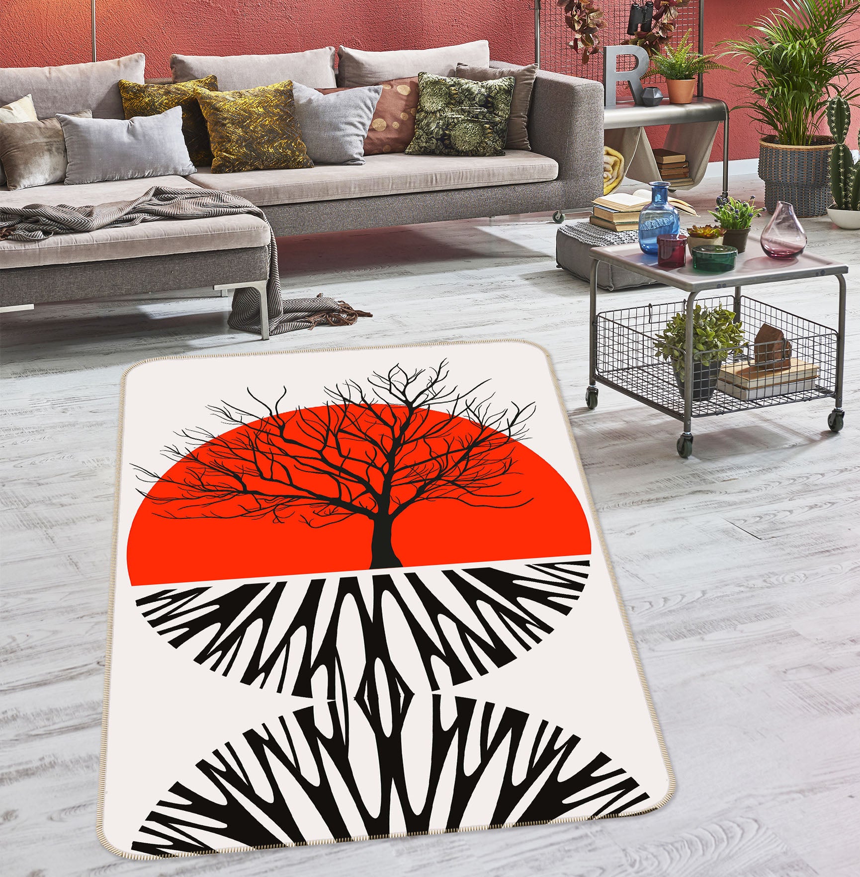 3D Warming Roots 1134 Boris Draschoff Rug Non Slip Rug Mat