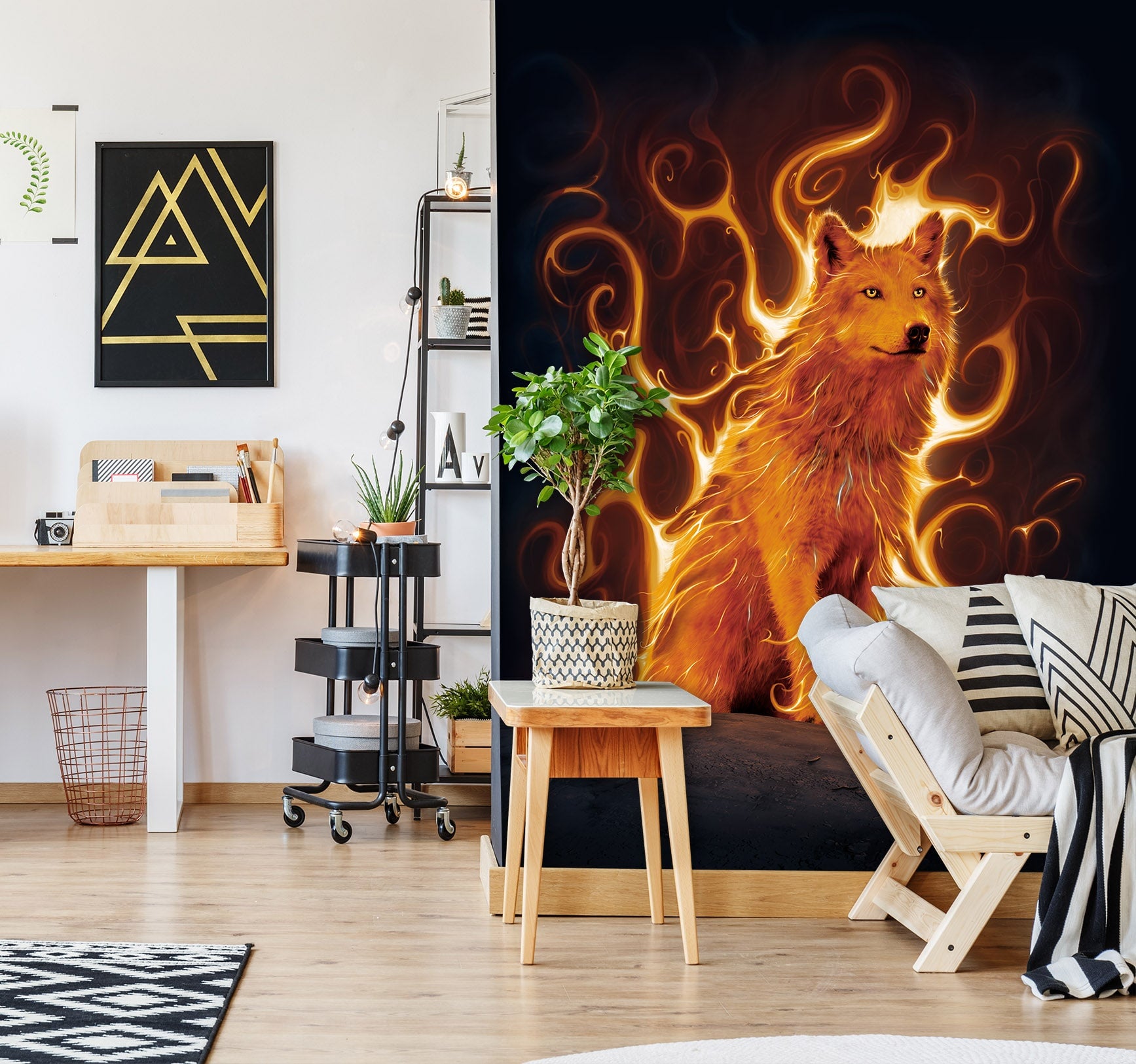 3D Phoenix Wolf Def 1538 Wall Murals Exclusive Designer Vincent Wallpaper AJ Wallpaper