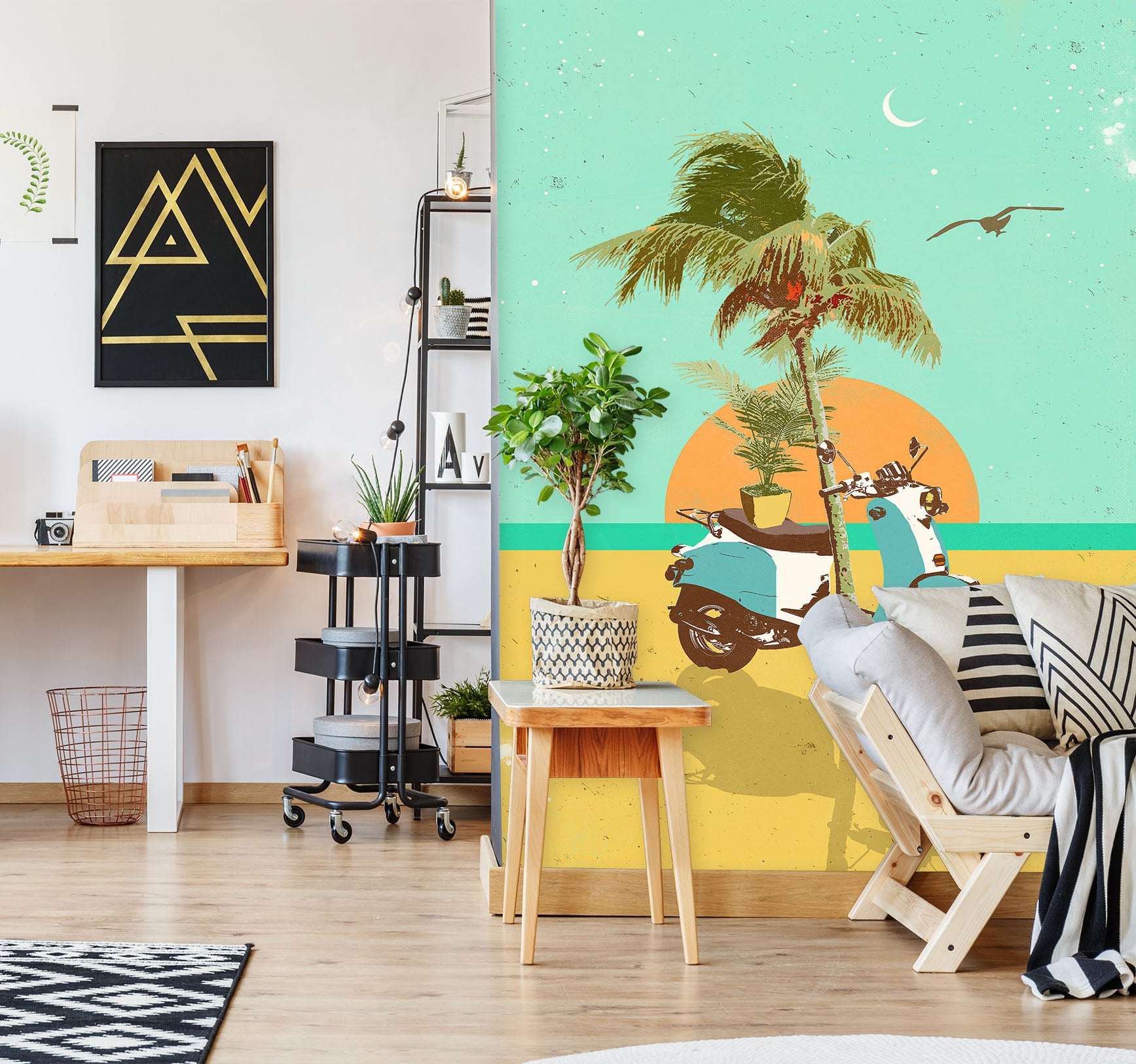 3D Scooter Tropics 1414 Showdeer Wall Mural Wall Murals