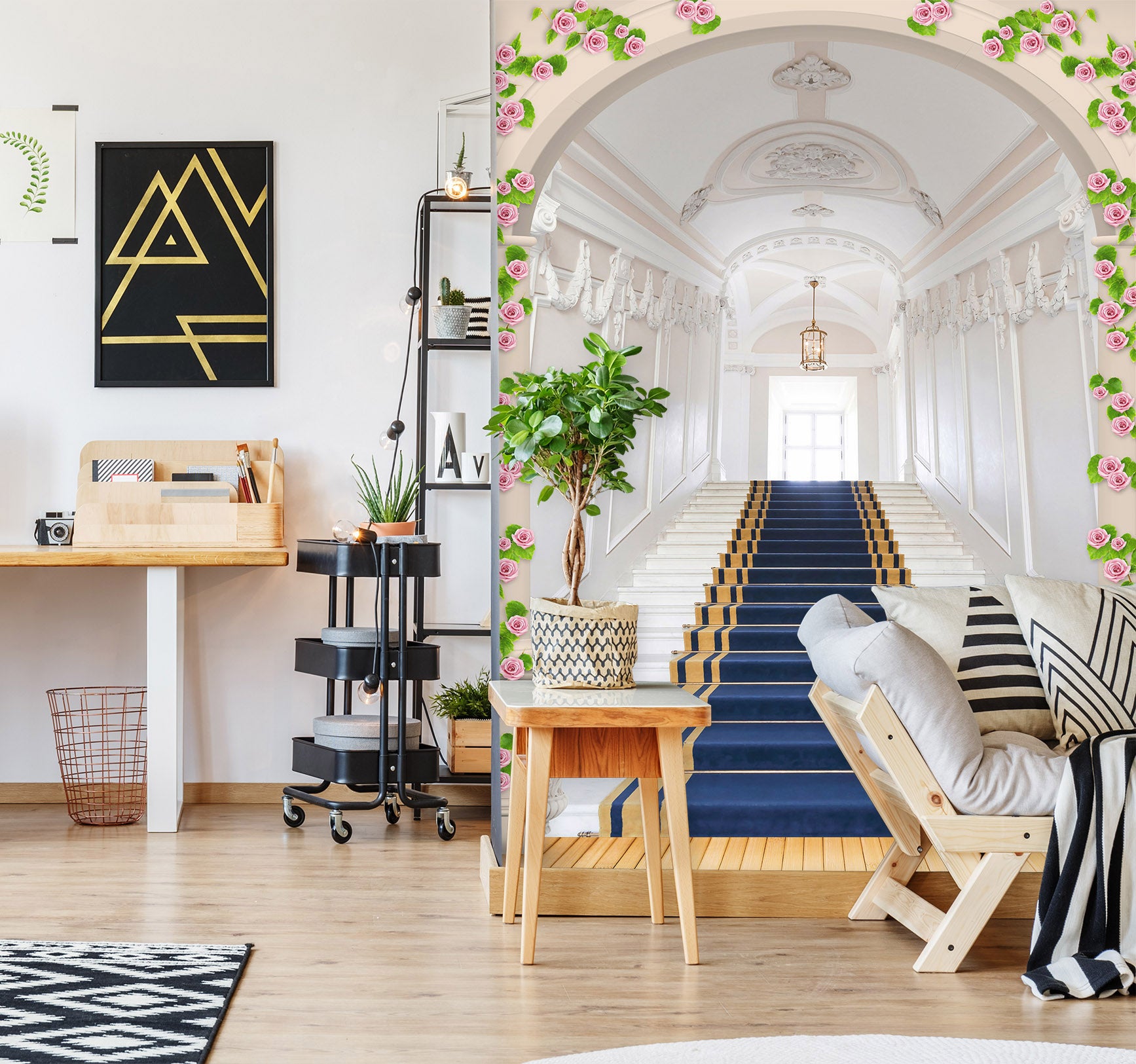 3D Blue Stairs 1879 Wall Murals