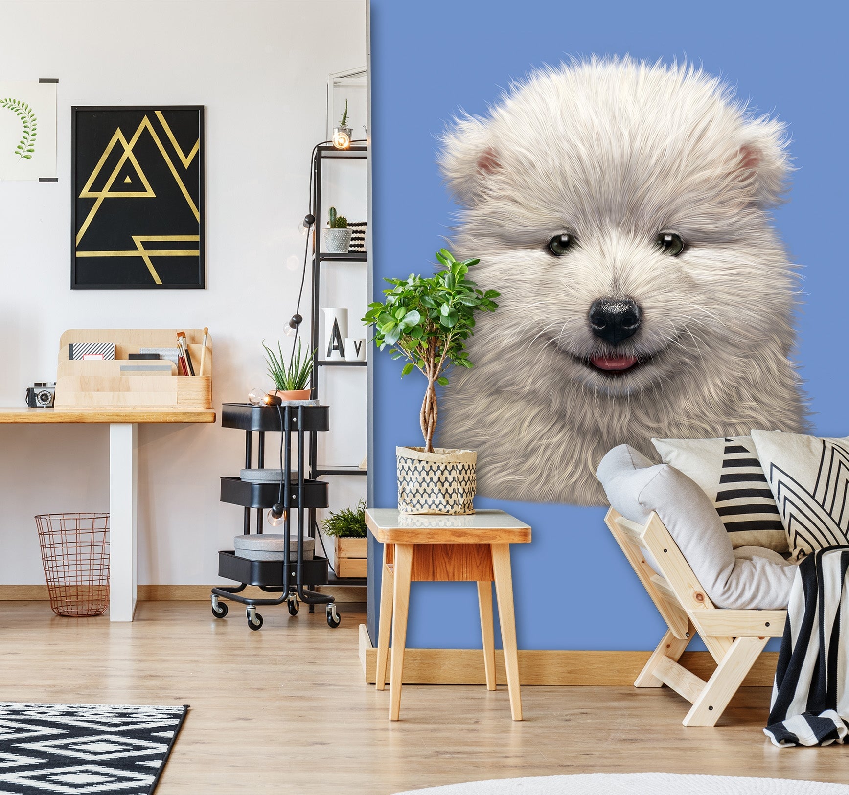 3D White Dog 1544 Wall Murals Exclusive Designer Vincent Wallpaper AJ Wallpaper