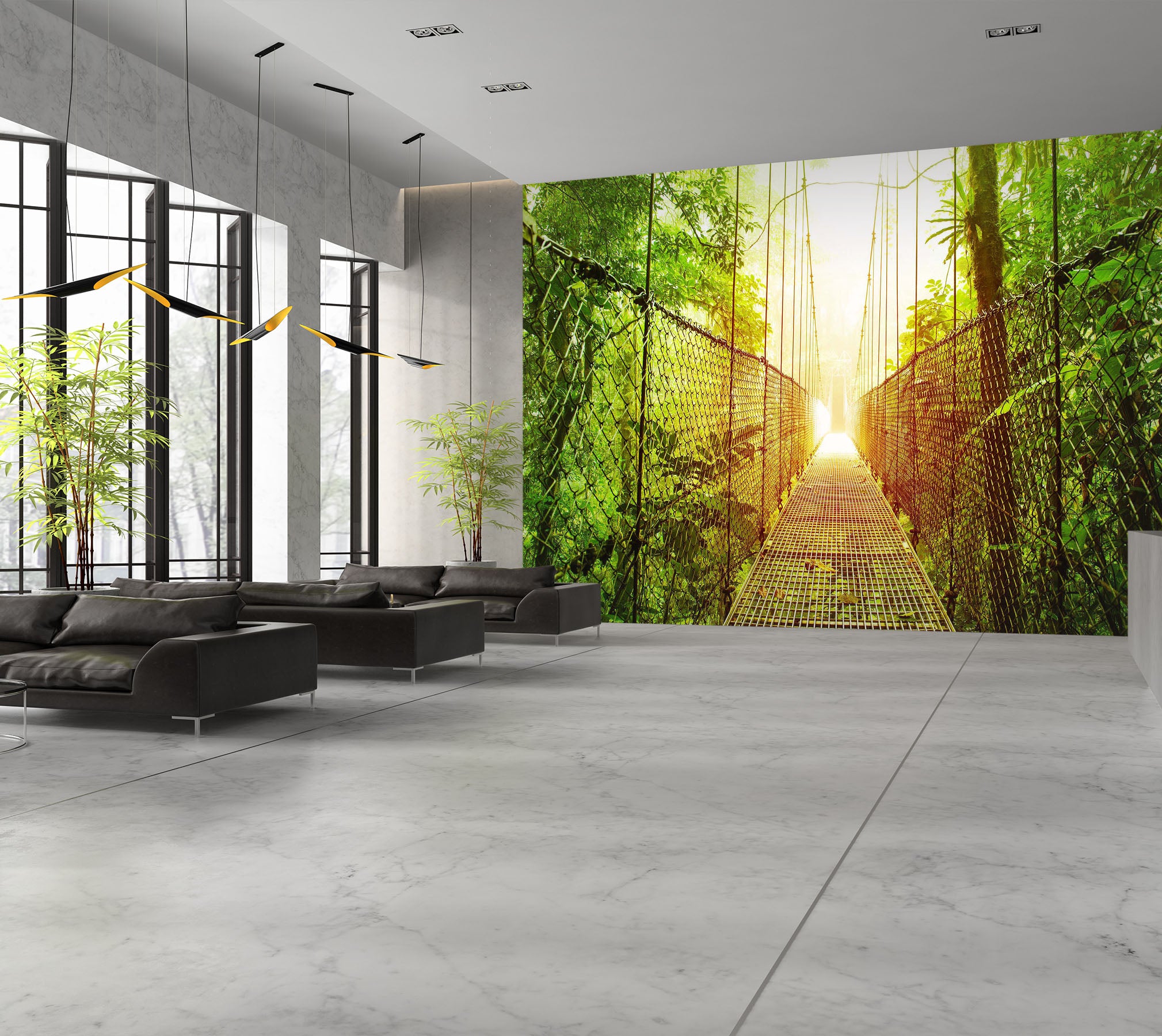 3D Forest Bridge 023 Wall Murals