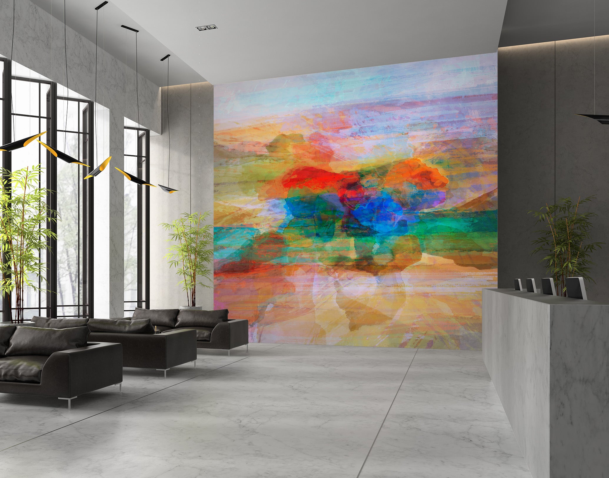 3D Colored Lake 1536 Michael Tienhaara Wall Mural Wall Murals