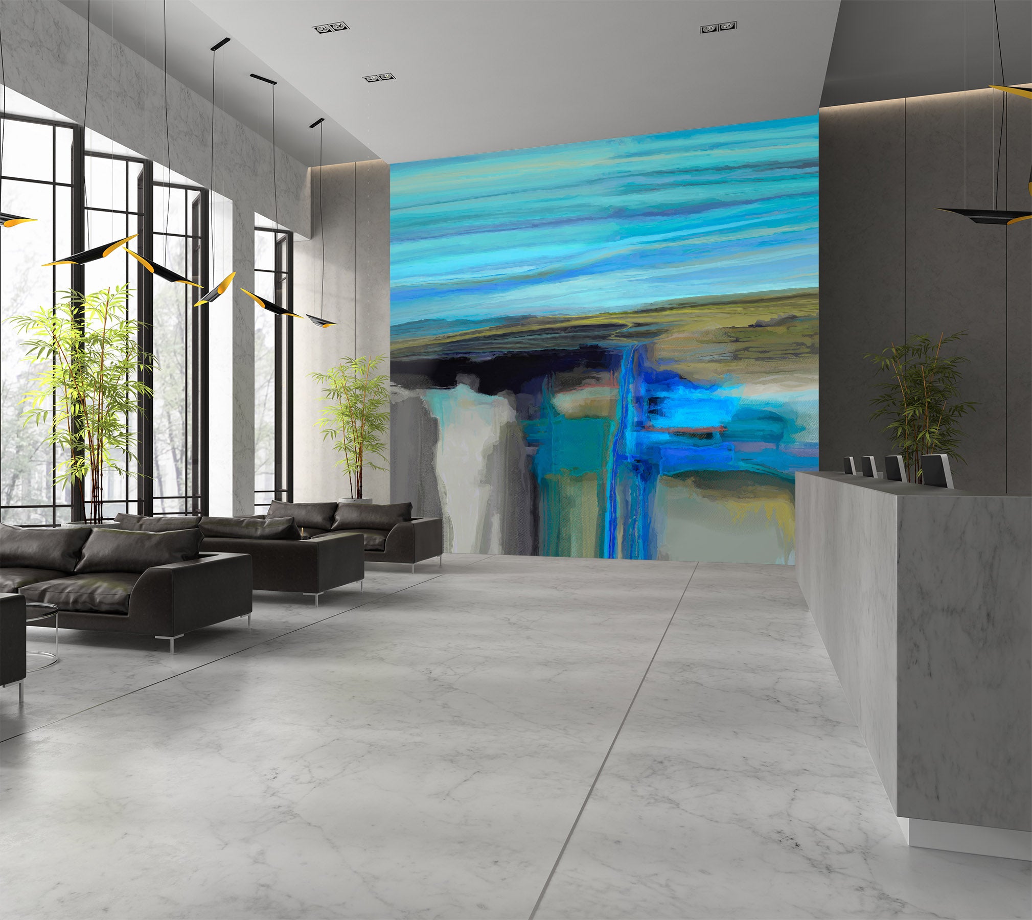 3D Blue Lake 1426 Michael Tienhaara Wall Mural Wall Murals