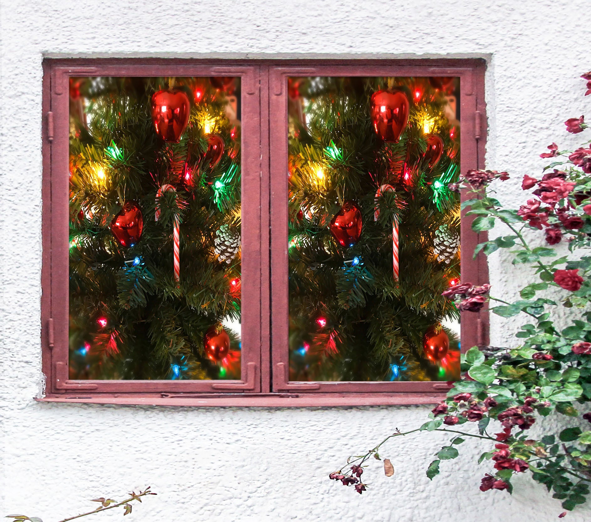 3D Color Pendant 30092 Christmas Window Film Print Sticker Cling Stained Glass Xmas