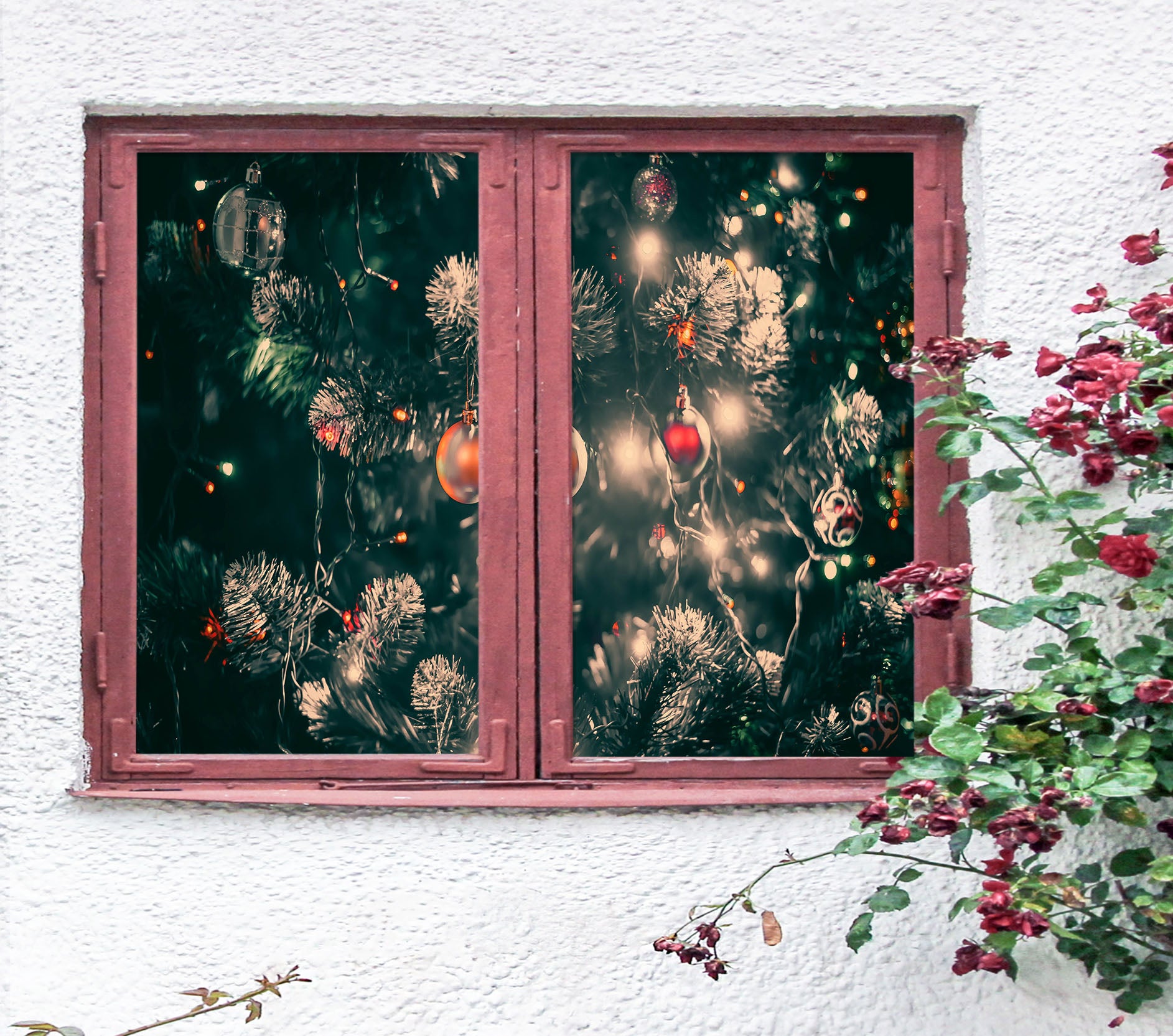 3D Branches 30120 Christmas Window Film Print Sticker Cling Stained Glass Xmas