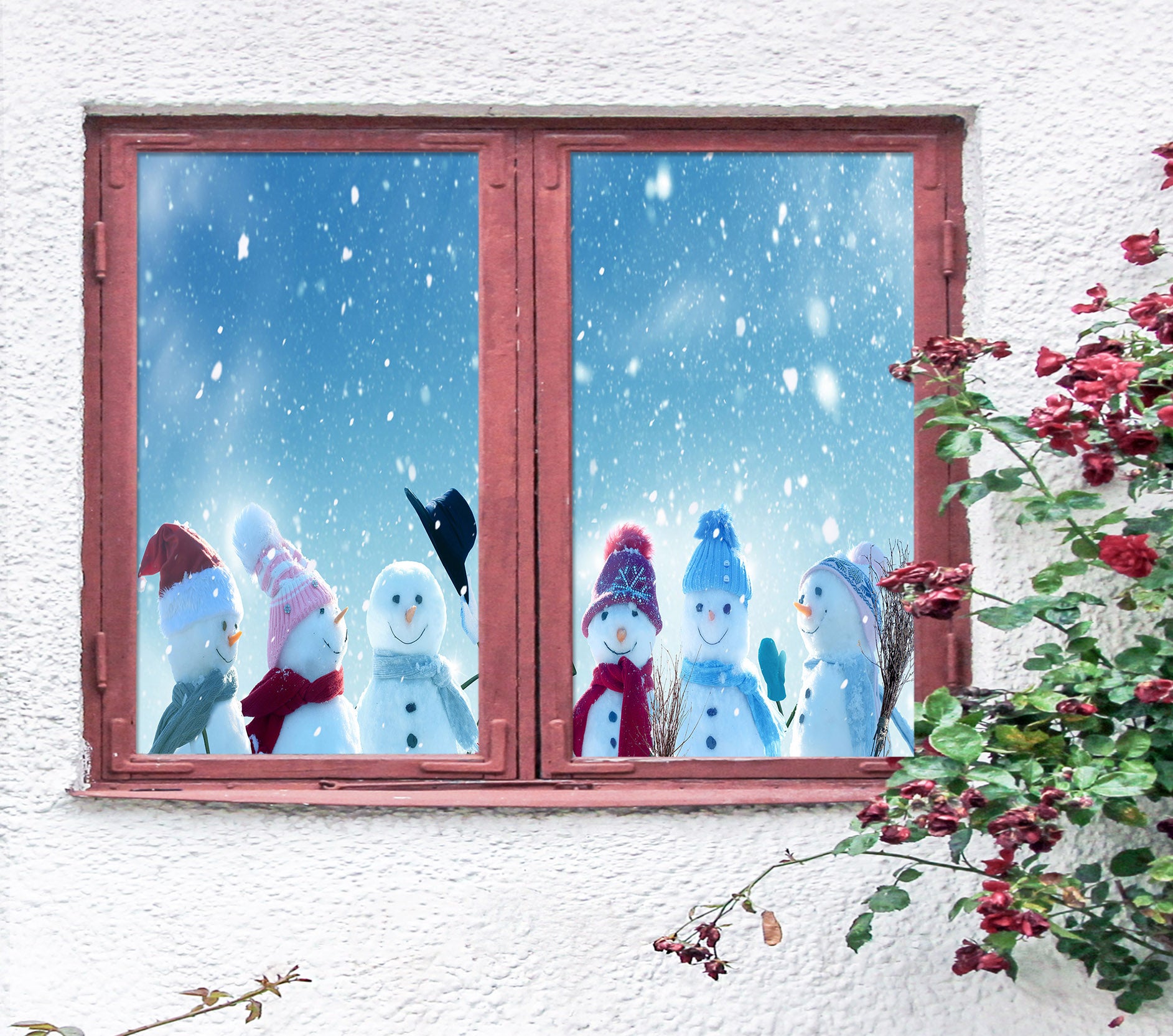 3D Snowman 30049 Christmas Window Film Print Sticker Cling Stained Glass Xmas