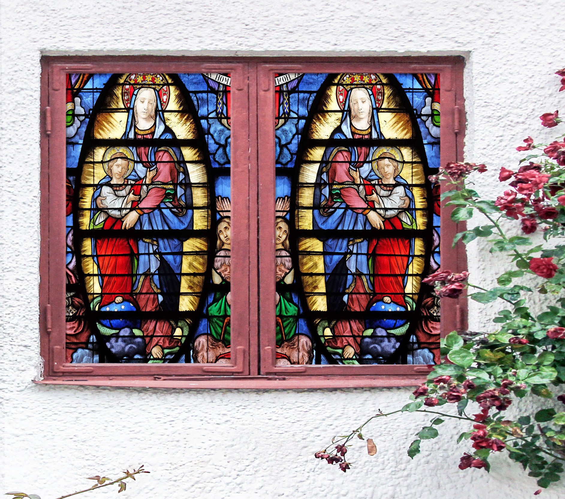 3D Religious Nun 205 Window Film Print Sticker Cling Stained Glass UV Block