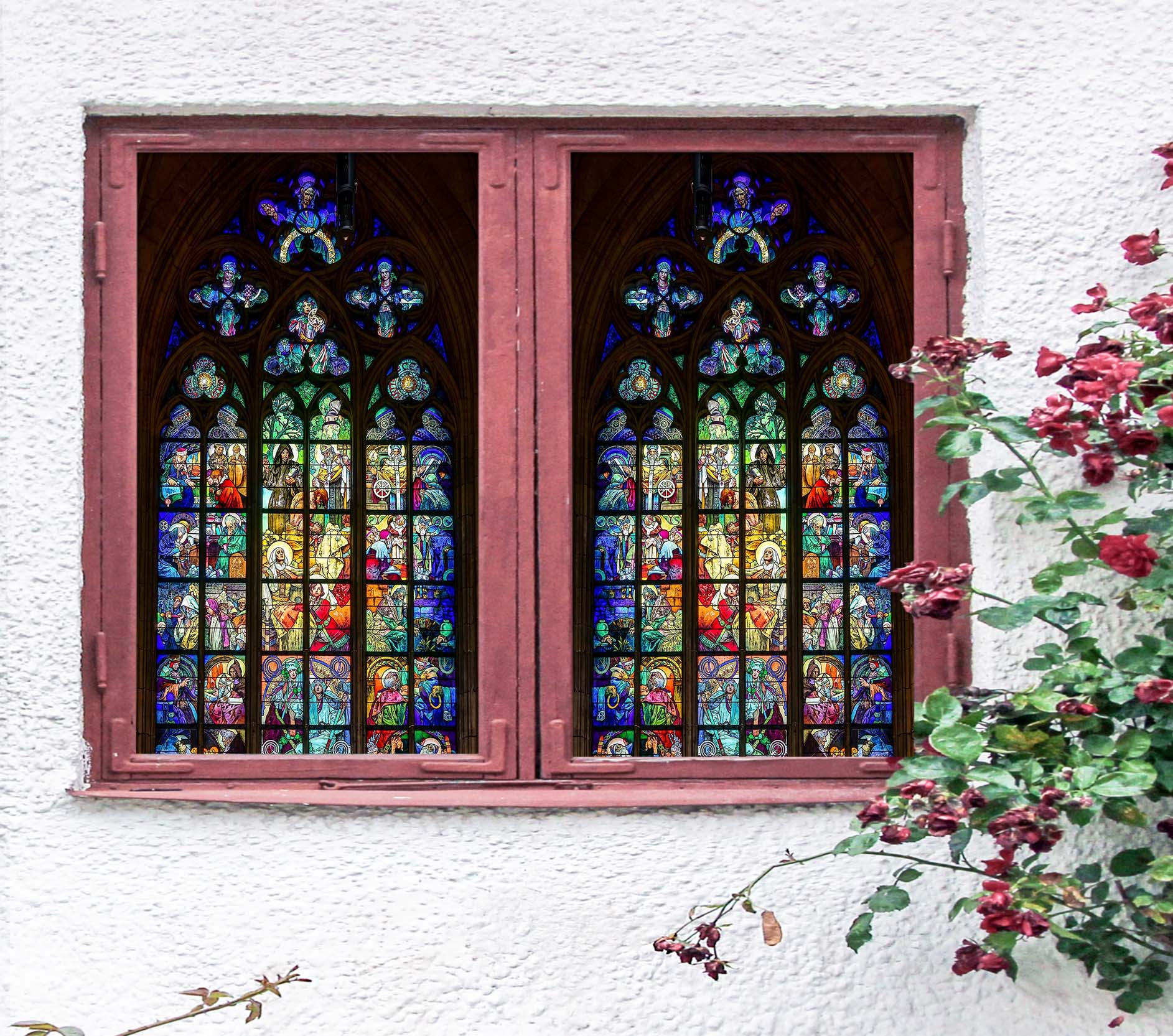 3D Religious Believer 306 Window Film Print Sticker Cling Stained Glass UV Block