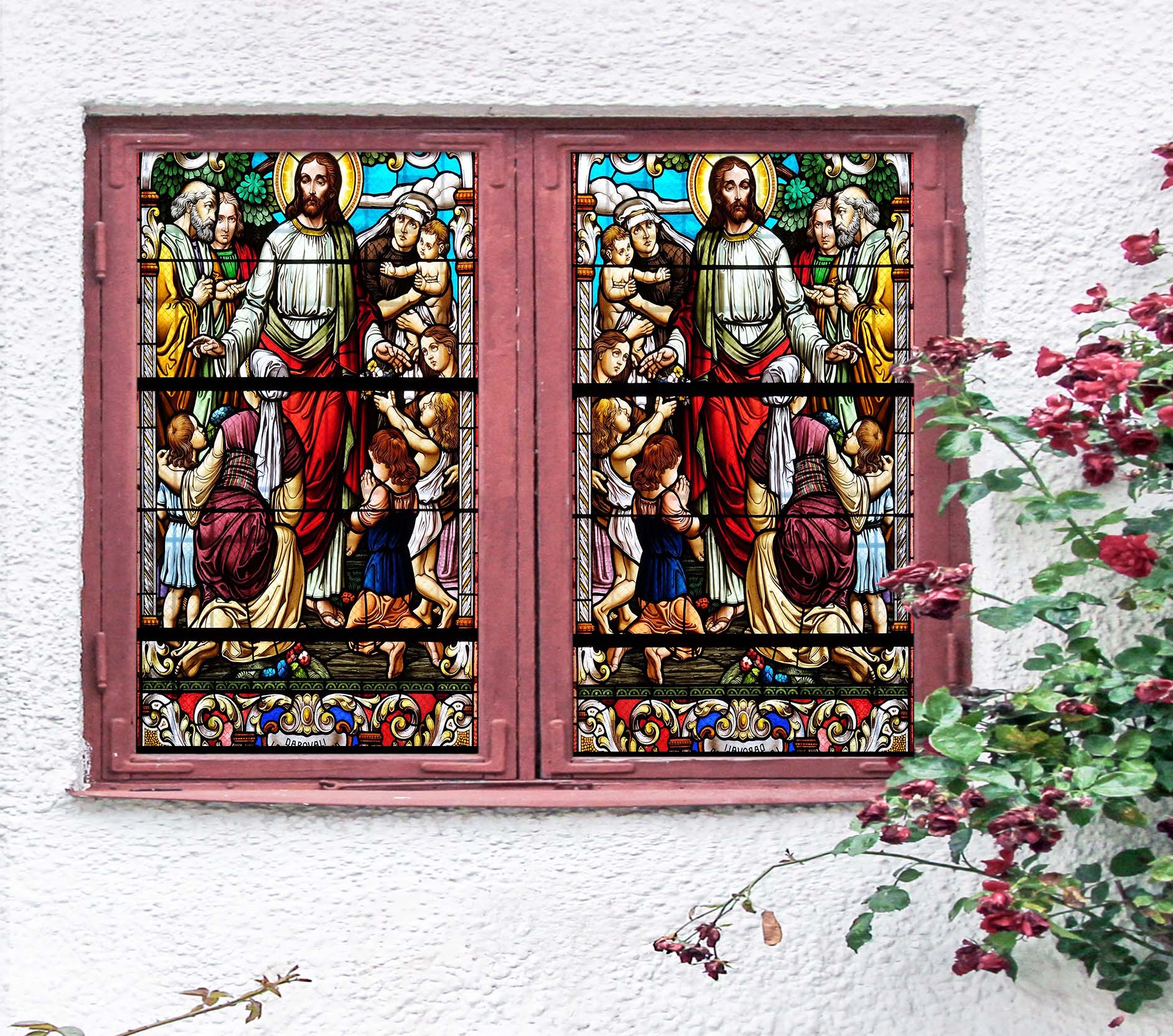 3D Baby Prayer 157 Window Film Print Sticker Cling Stained Glass UV Block