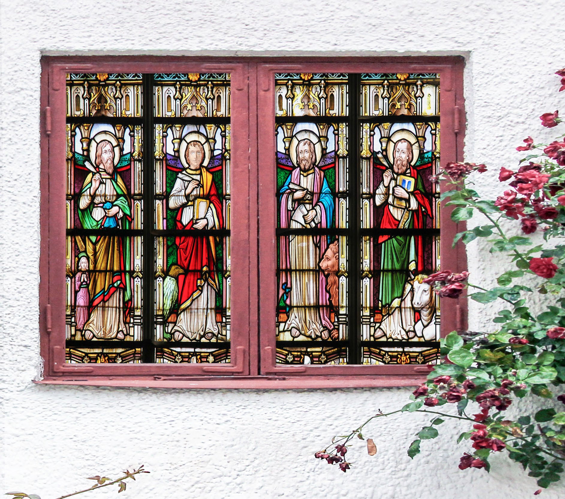 3D Religious Book 143 Window Film Print Sticker Cling Stained Glass UV Block