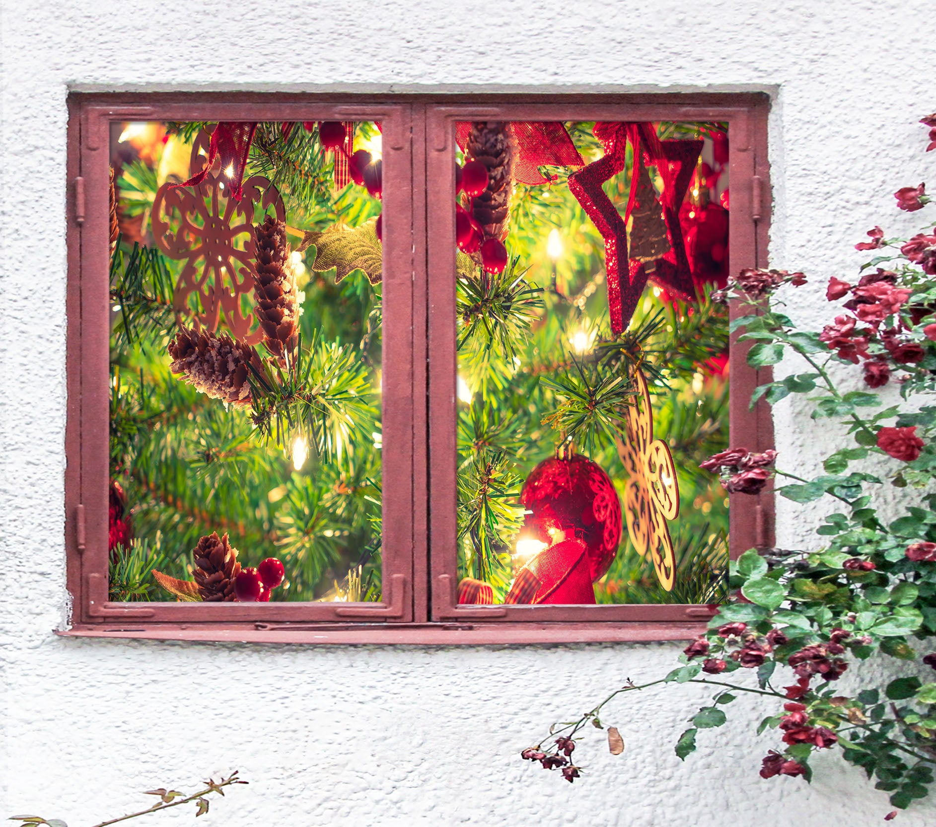 3D Pendant 30136 Christmas Window Film Print Sticker Cling Stained Glass Xmas