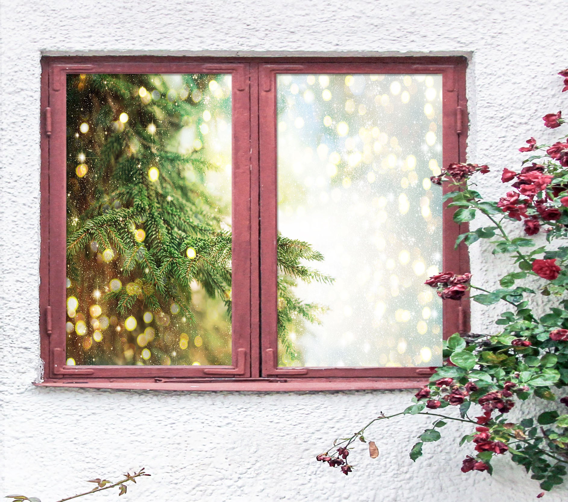 3D Branches 30105 Christmas Window Film Print Sticker Cling Stained Glass Xmas