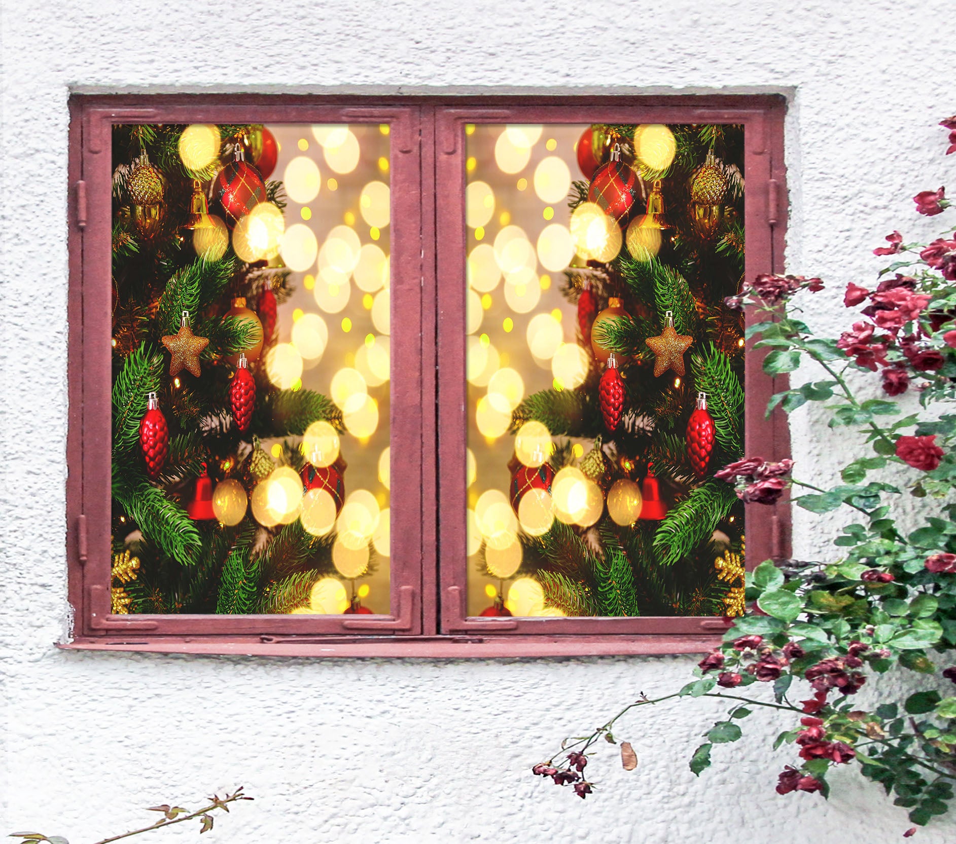 3D Aperture Christmas Tree Branches 30125 Christmas Window Film Print Sticker Cling Stained Glass Xmas