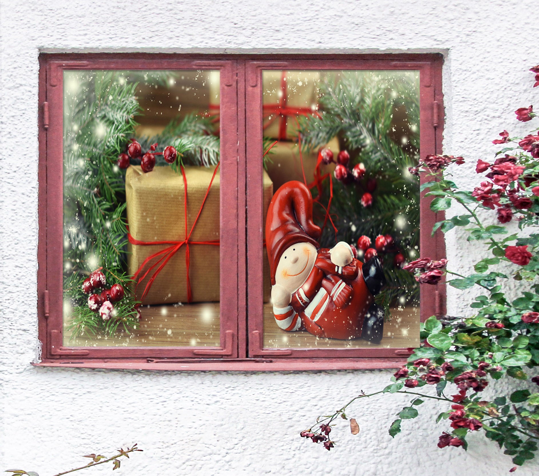 3D Gift 30039 Christmas Window Film Print Sticker Cling Stained Glass Xmas