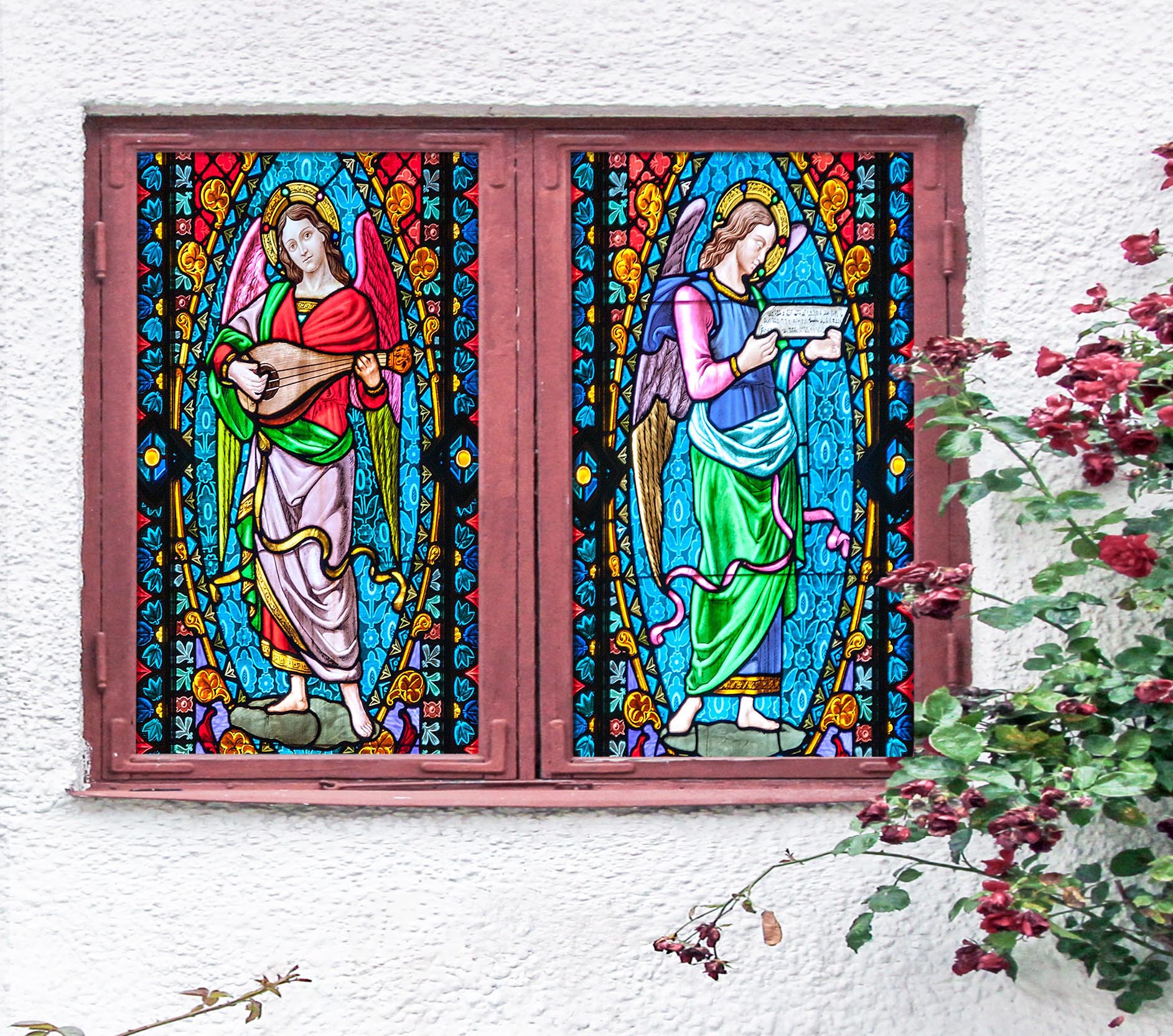 3D Church Music 294 Window Film Print Sticker Cling Stained Glass UV Block