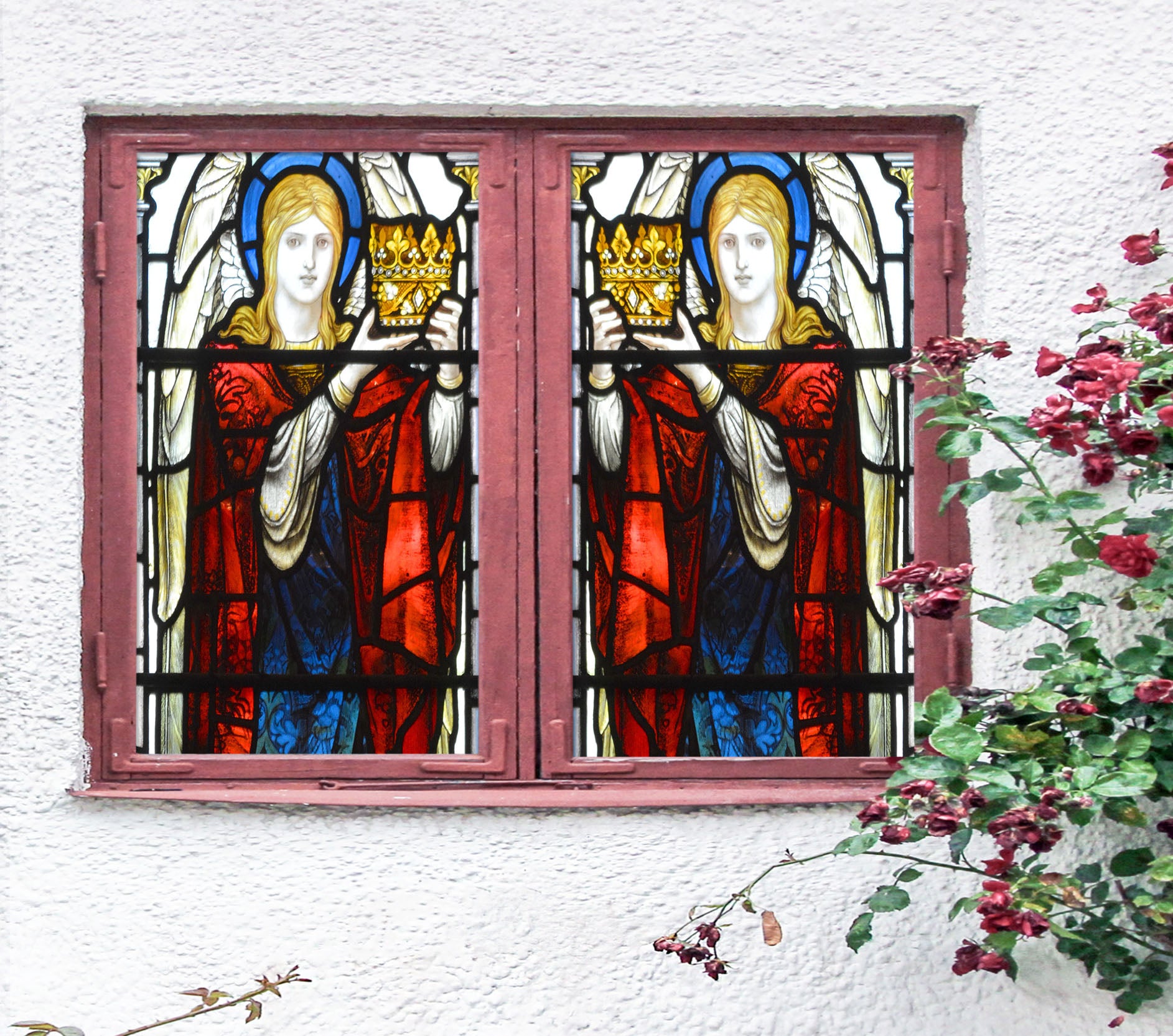 3D Prince Crown 165 Window Film Print Sticker Cling Stained Glass UV Block