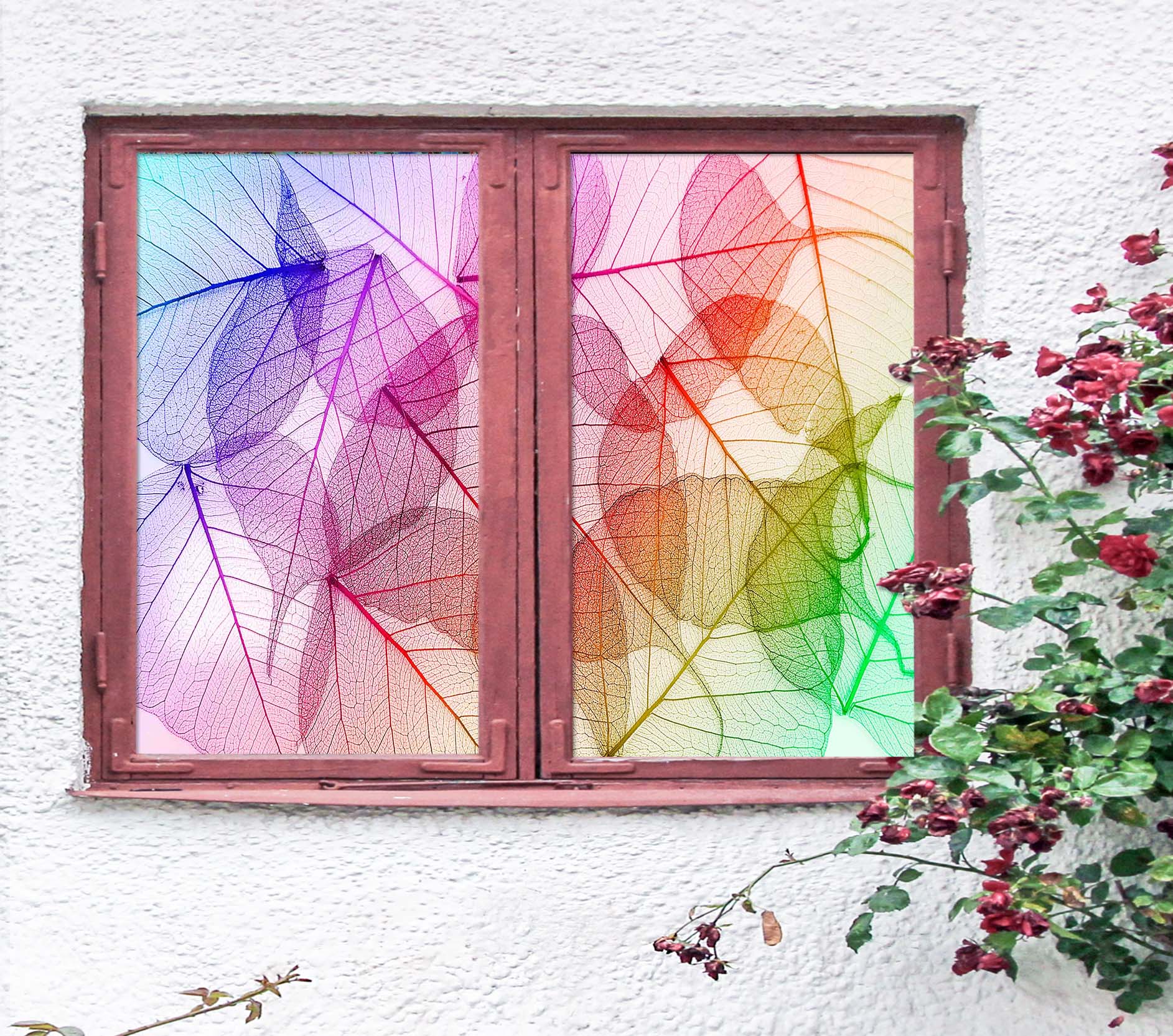 3D Leaf Texture 314 Window Film Print Sticker Cling Stained Glass UV Block