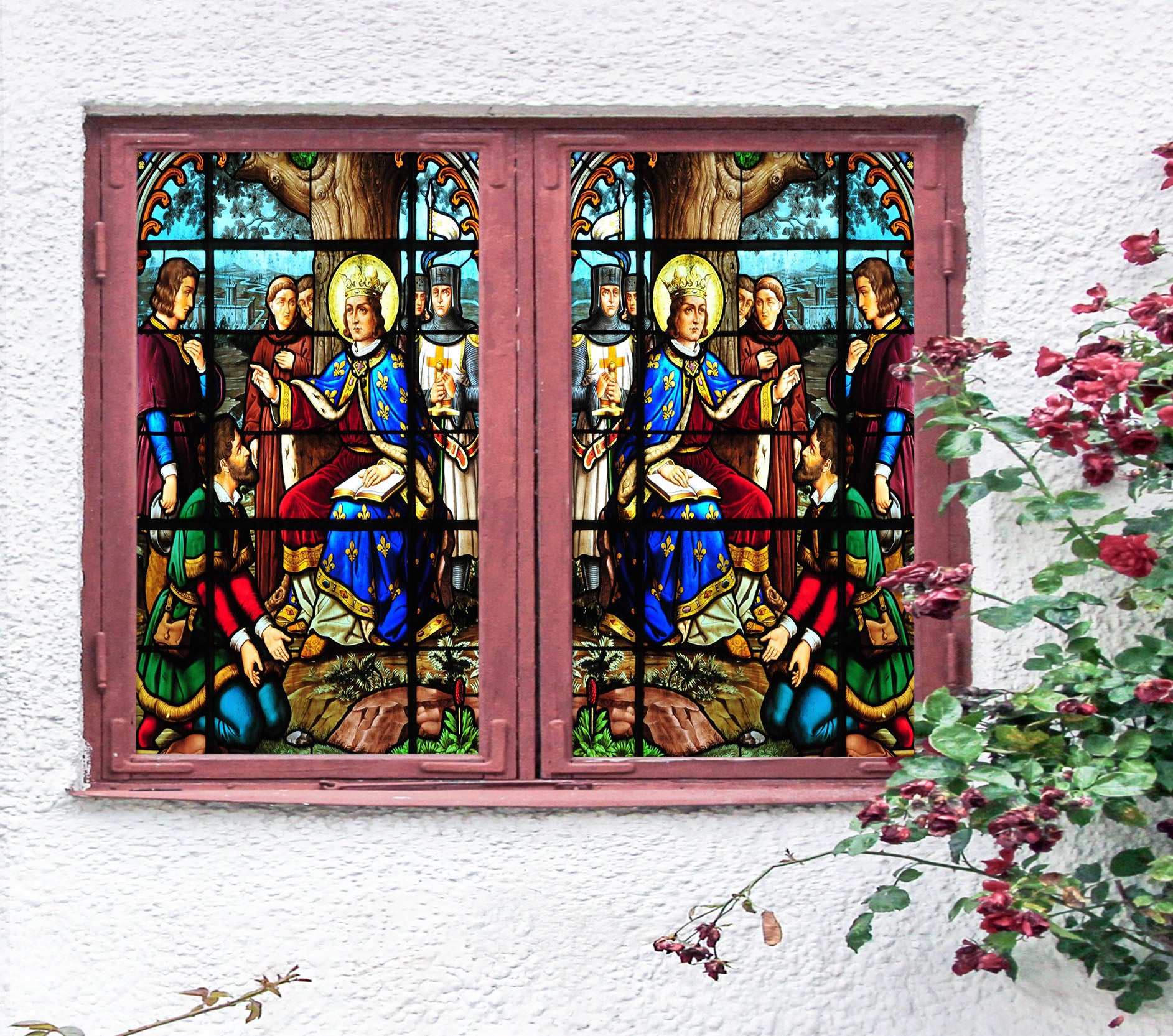 3D Crown Of Nobility 219 Window Film Print Sticker Cling Stained Glass UV Block