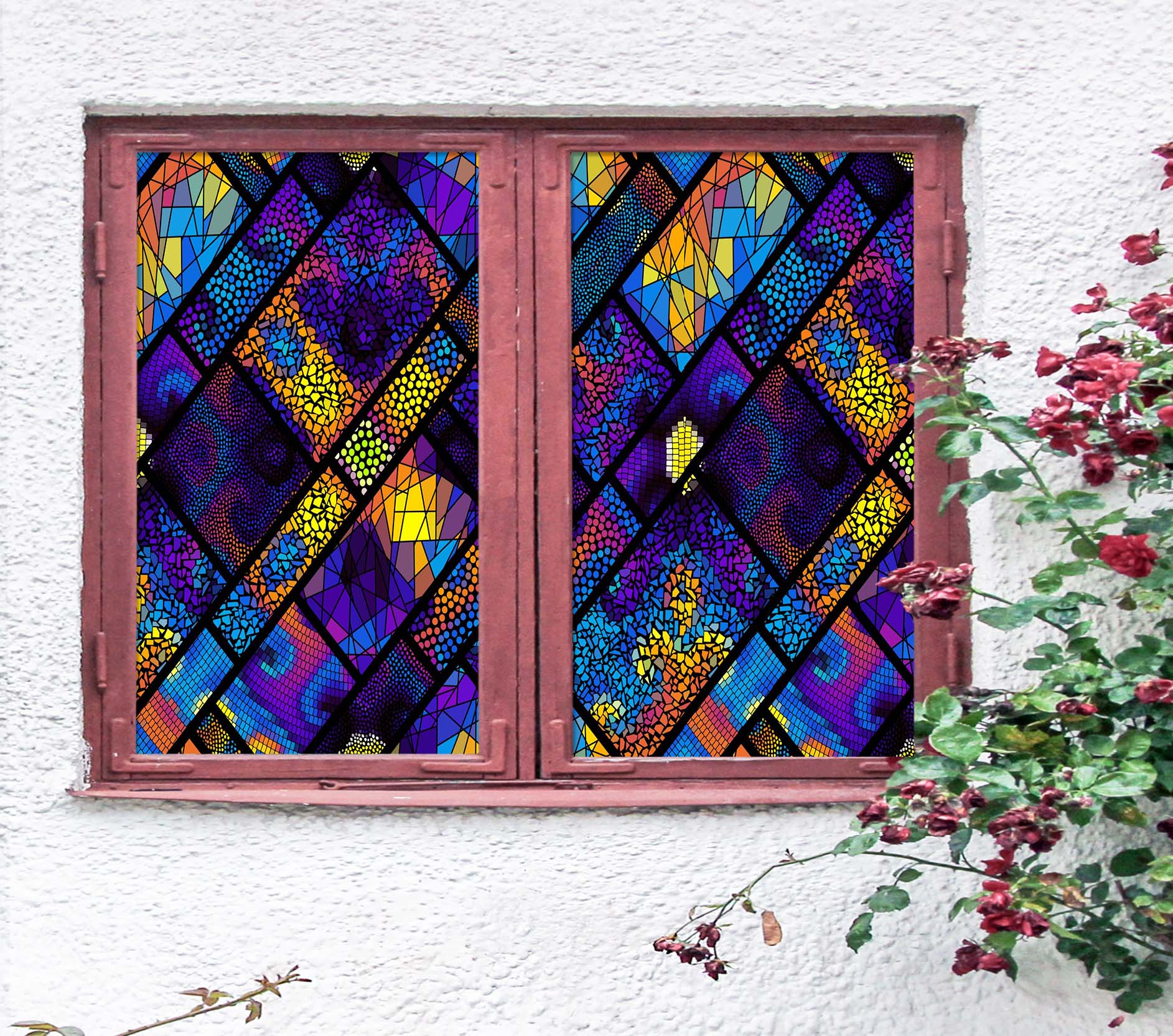 3D Artistic Graphics 403 Window Film Print Sticker Cling Stained Glass UV Block