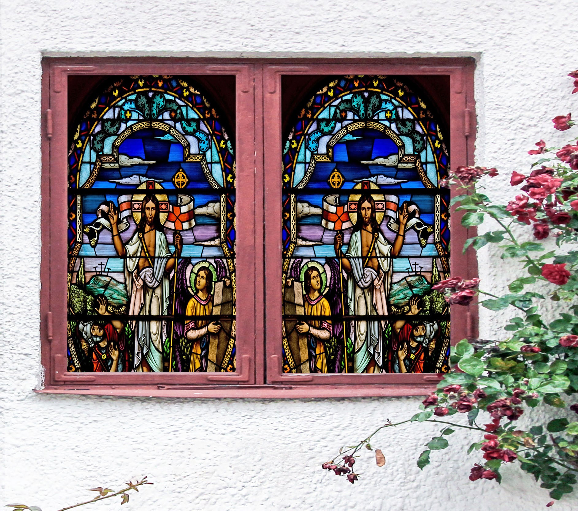 3D Religious Soldier 108 Window Film Print Sticker Cling Stained Glass UV Block