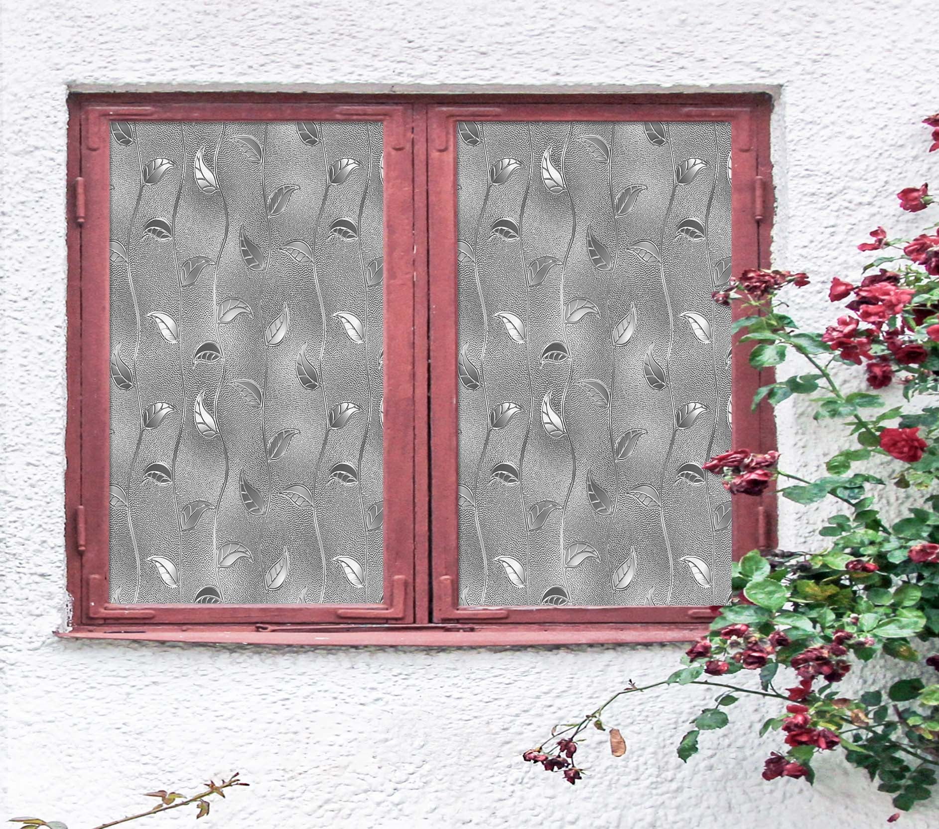 3D Silver Leaf 125 Window Film Print Sticker Cling Stained Glass UV Block