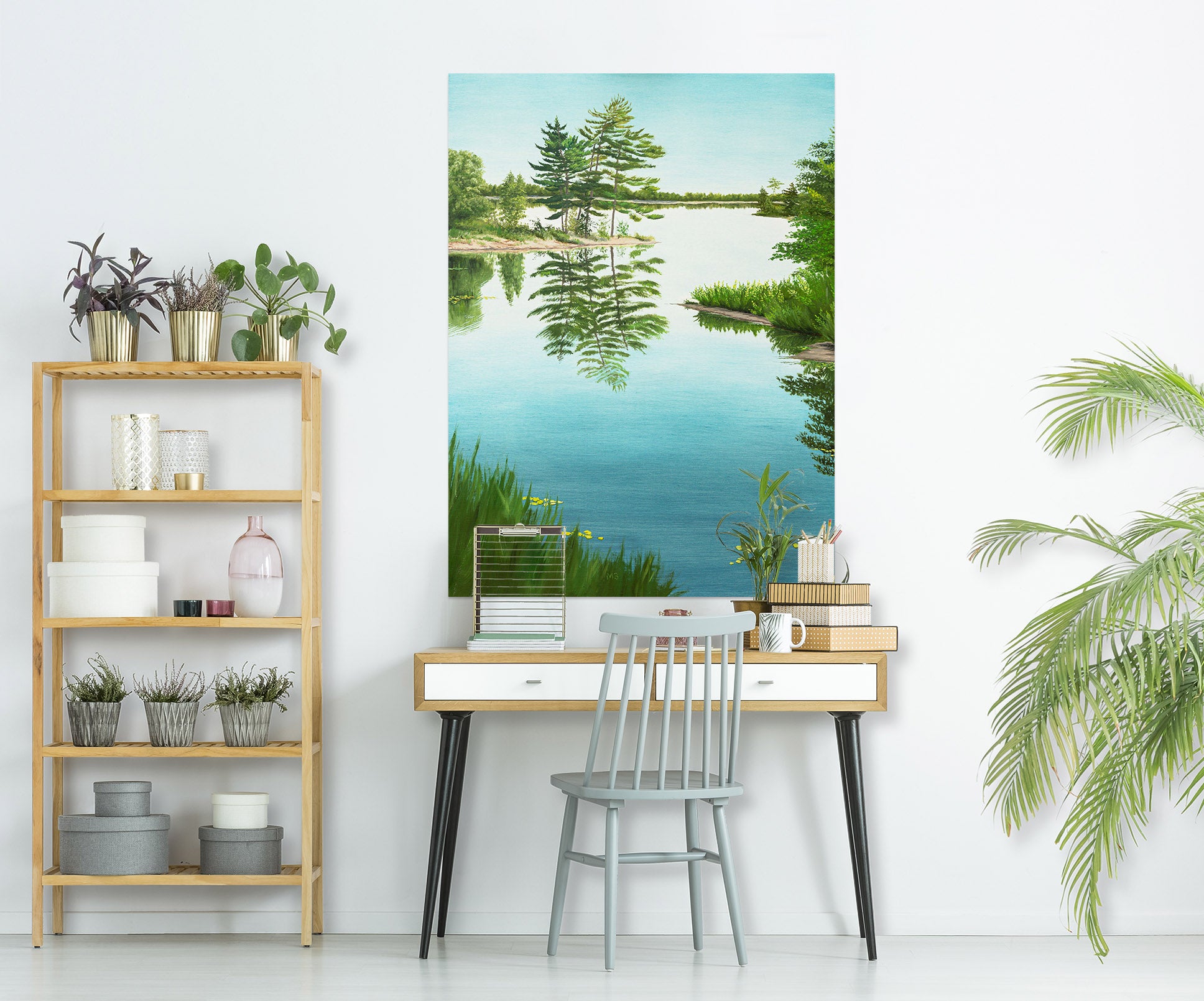 3D Lake Tree Grass 1824 Marina Zotova Wall Sticker