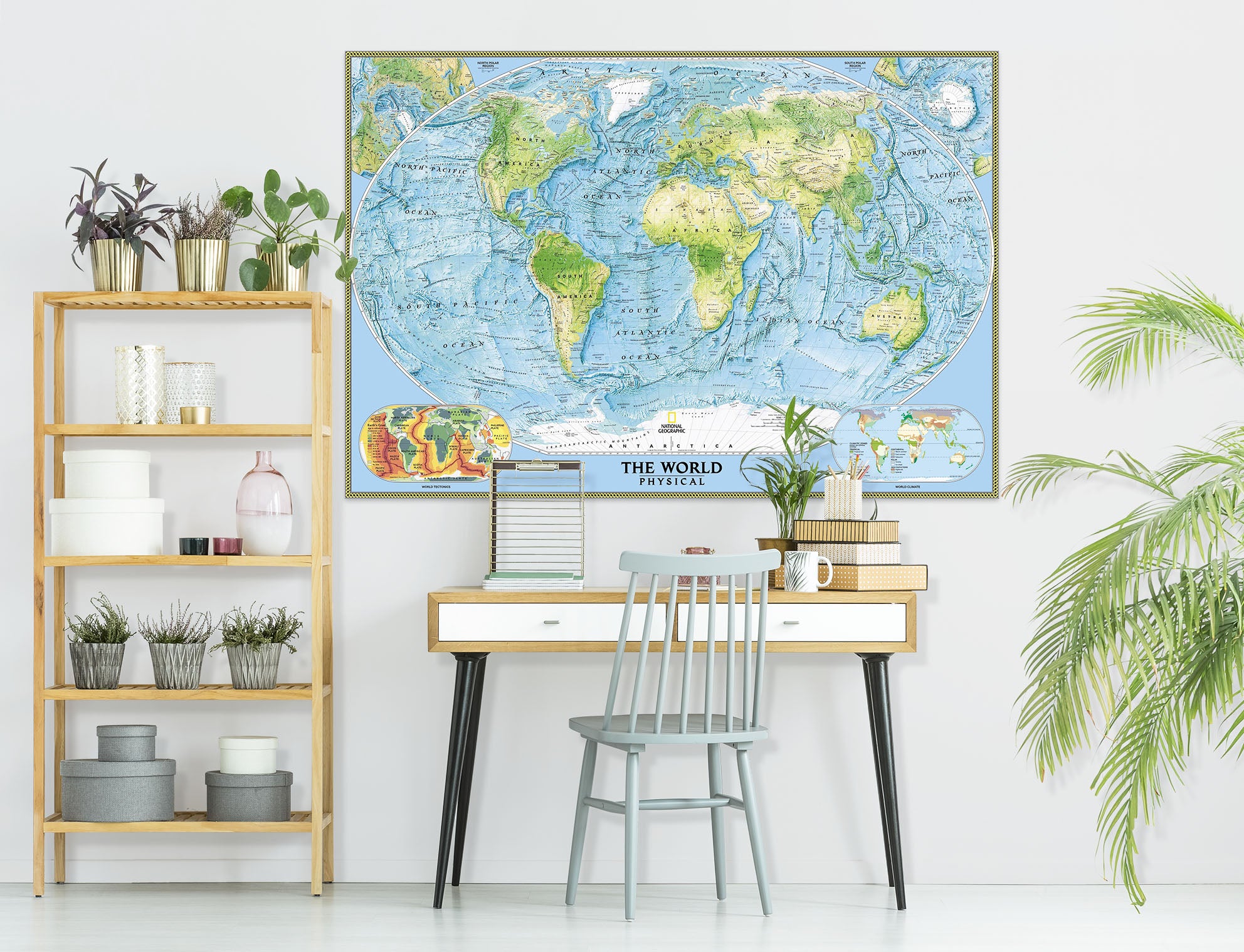3D Coastline 294 World Map Wall Sticker