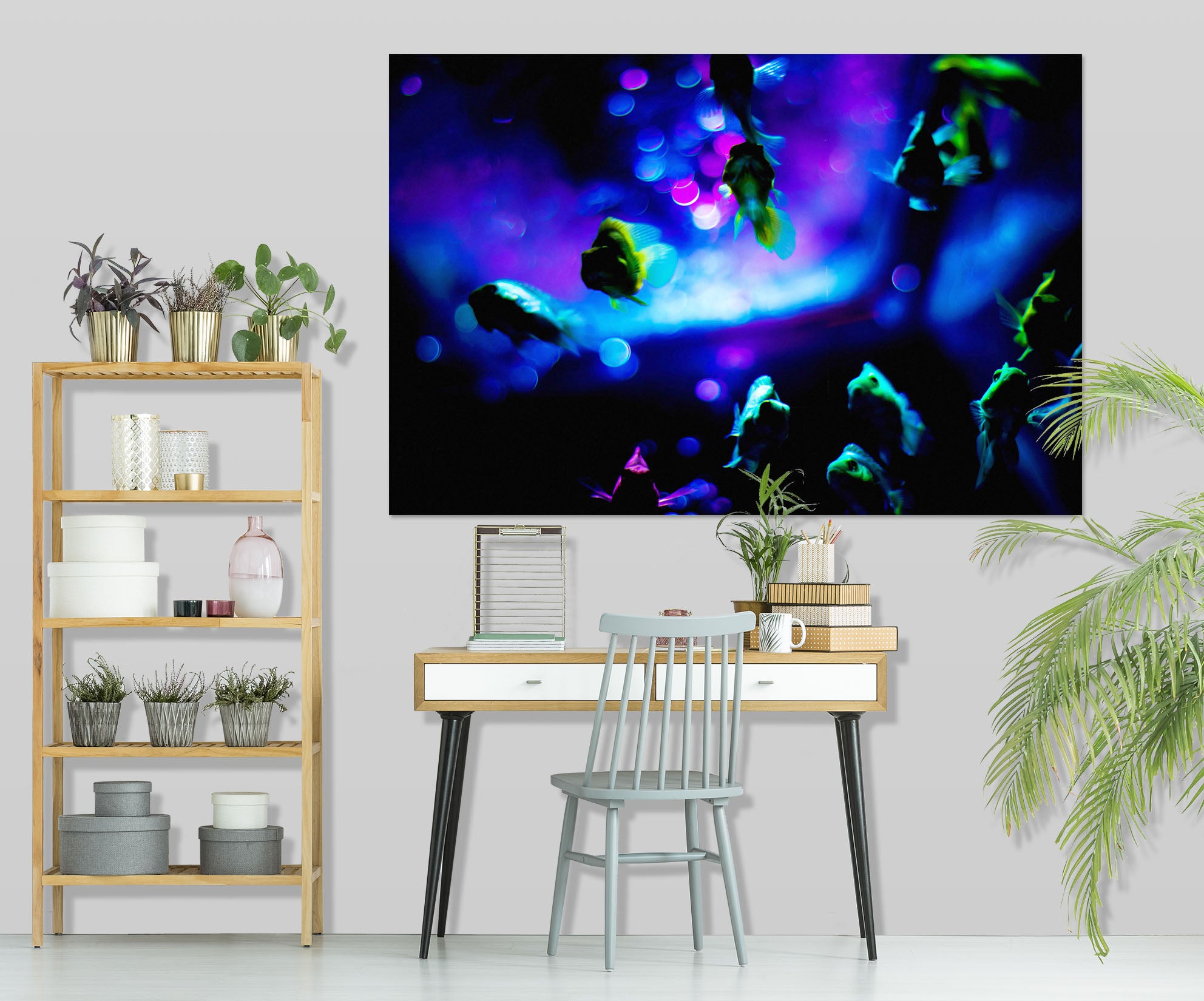 3D Blue Rays 012 Noirblanc777 Wall Sticker