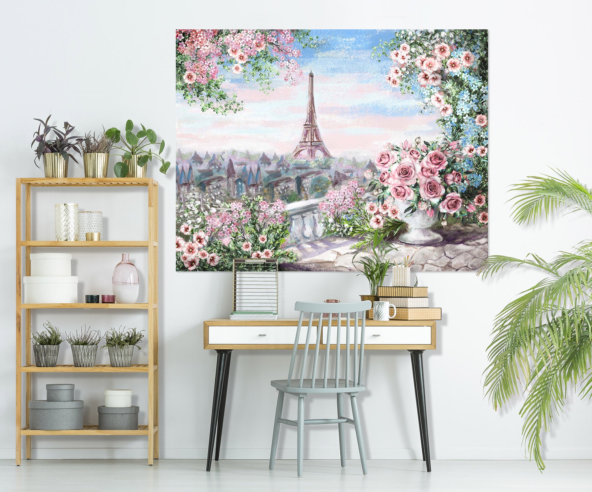 3D Eiffel Tower Rose 1038 Wall Sticker