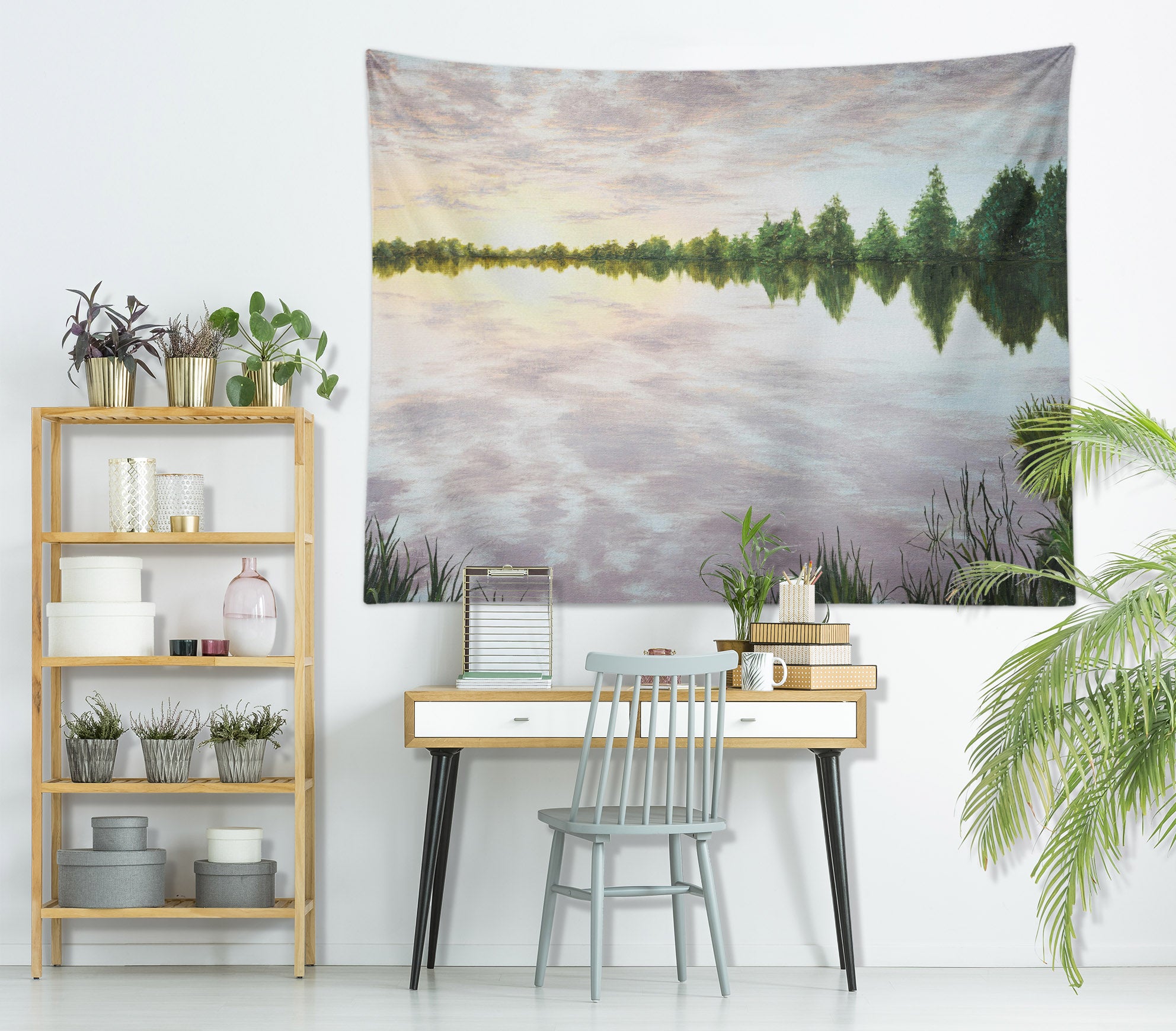 3D Quiet Lake Trees 869 Marina Zotova Tapestry Hanging Cloth Hang