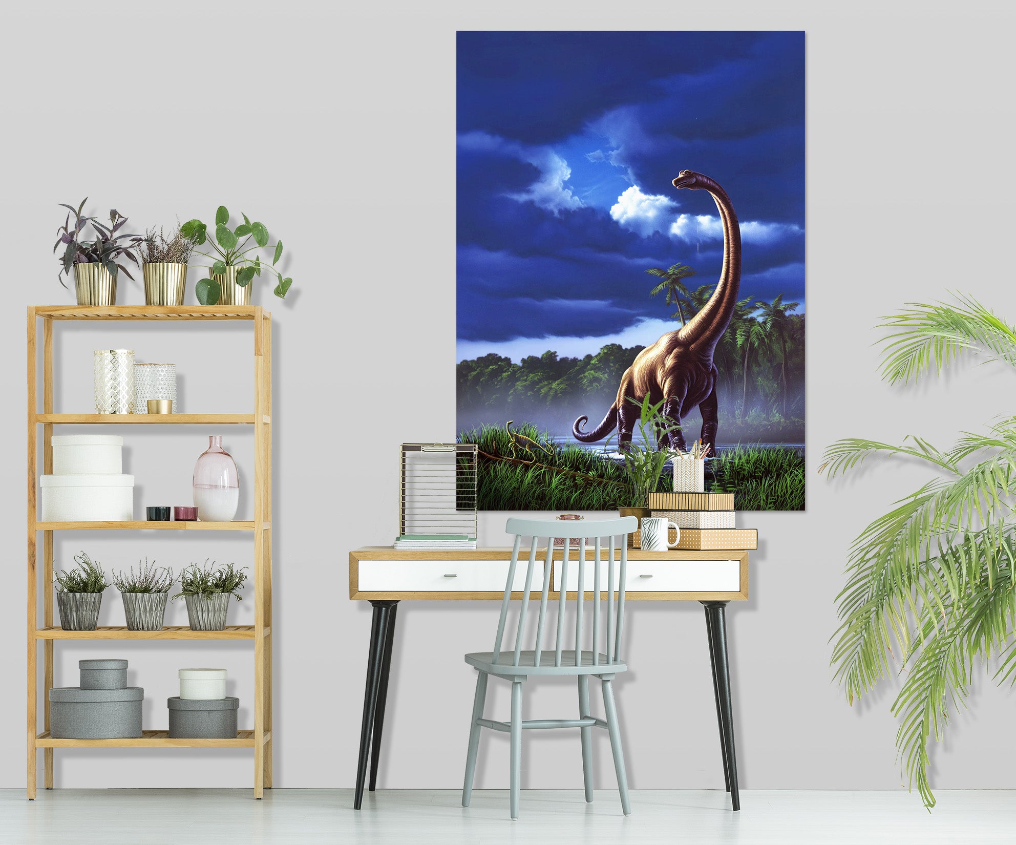 3D Long Necked Dragon 028 Jerry LoFaro Wall Sticker