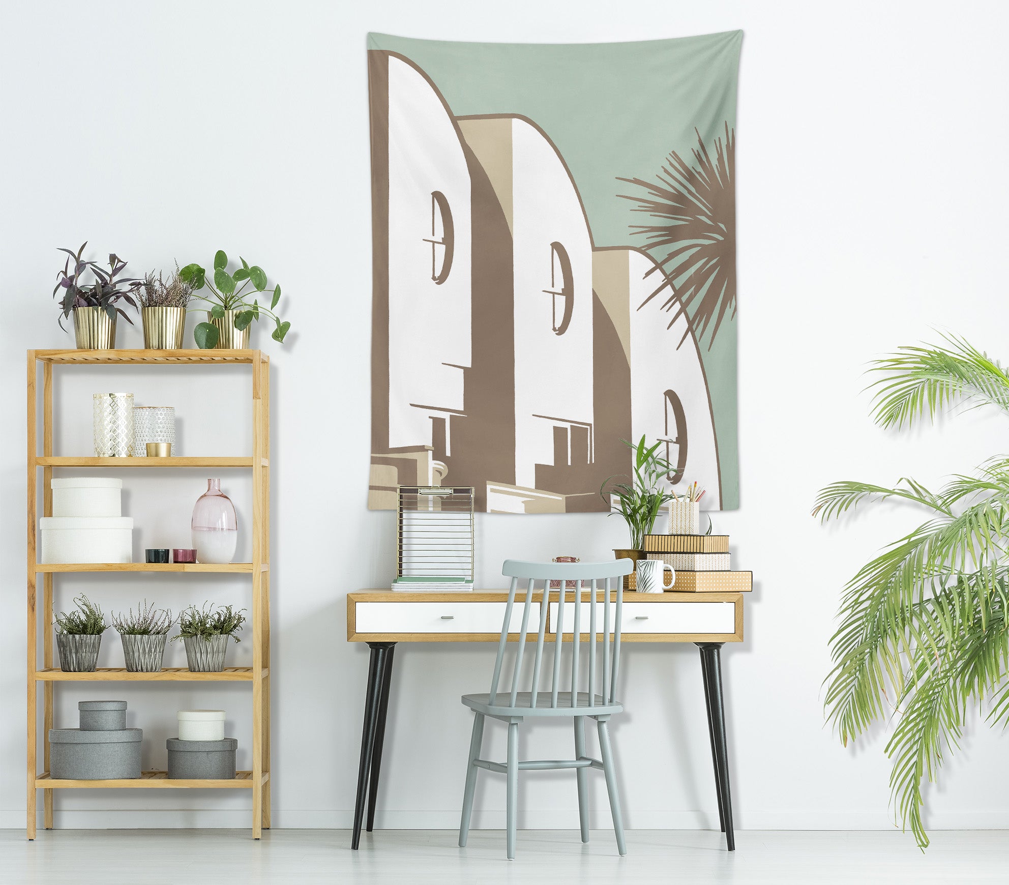 3D White Building 5373 Steve Read Tapestry Hanging Cloth Hang