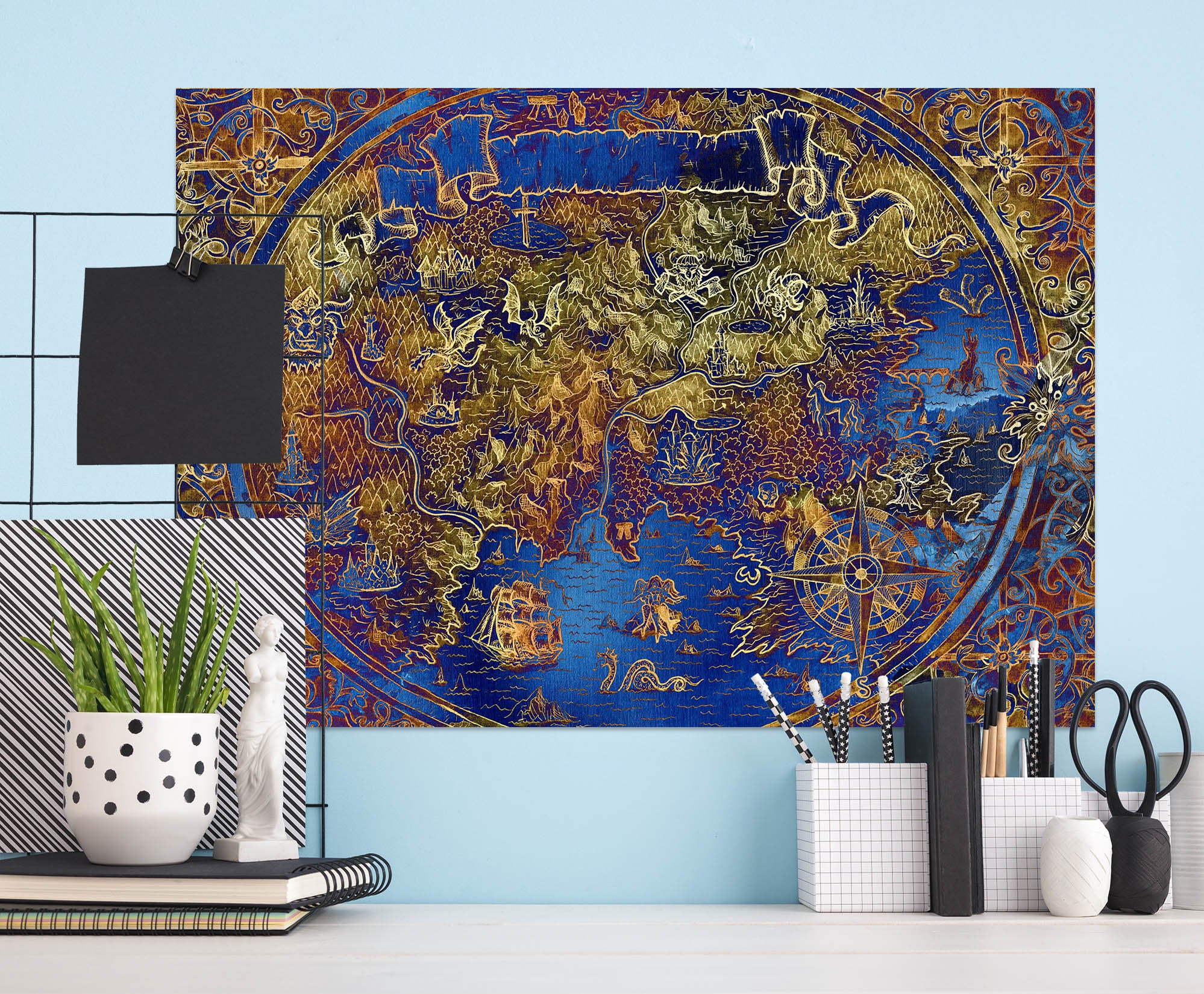 3D Blue Globe 281 World Map Wall Sticker