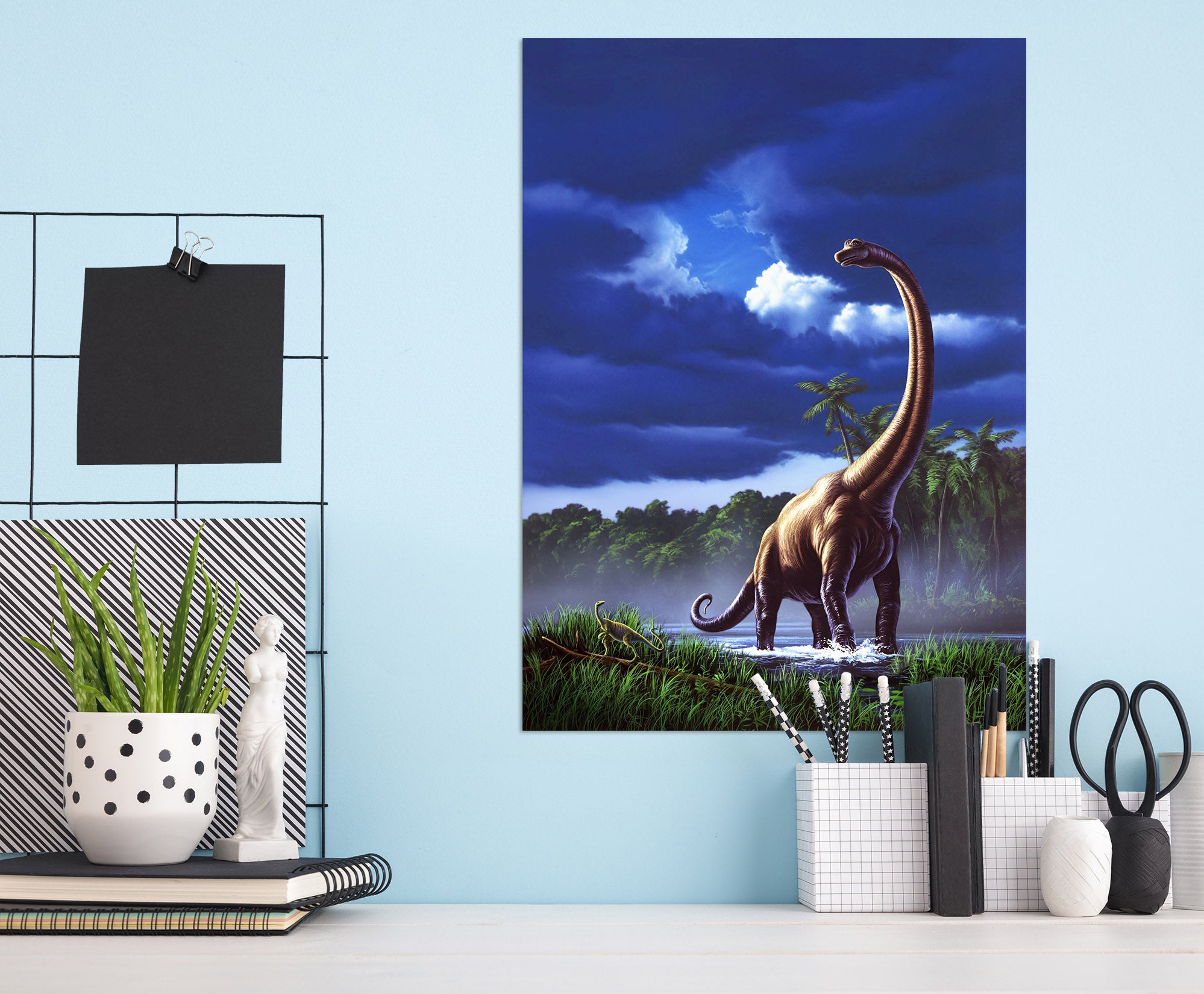 3D Long Necked Dragon 028 Jerry LoFaro Wall Sticker