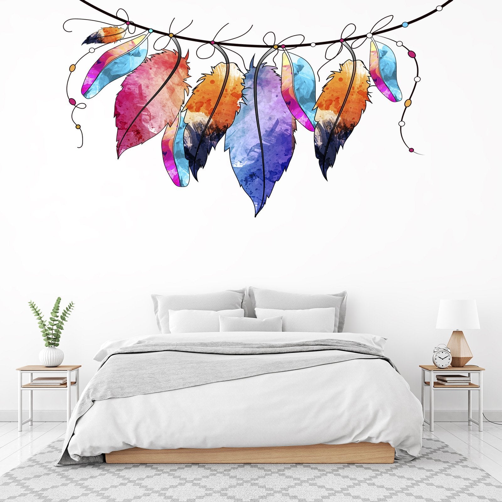 3D Graffiti Colored Feathers 098 Wall Stickers Wallpaper AJ Wallpaper