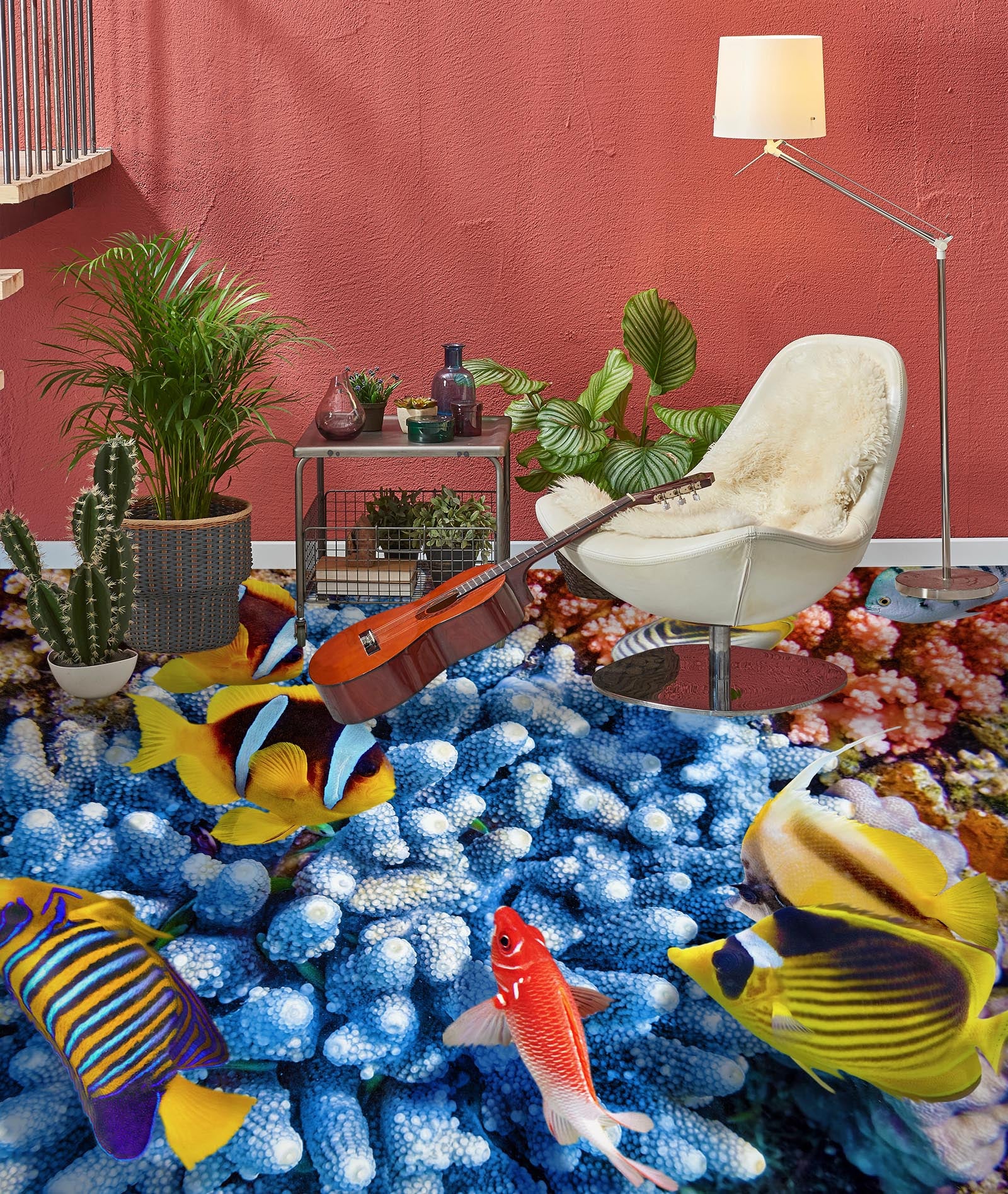 3D Special Red Fish 709 Floor Mural Wallpaper Murals Rug & Mat Print Epoxy waterproof bath floor