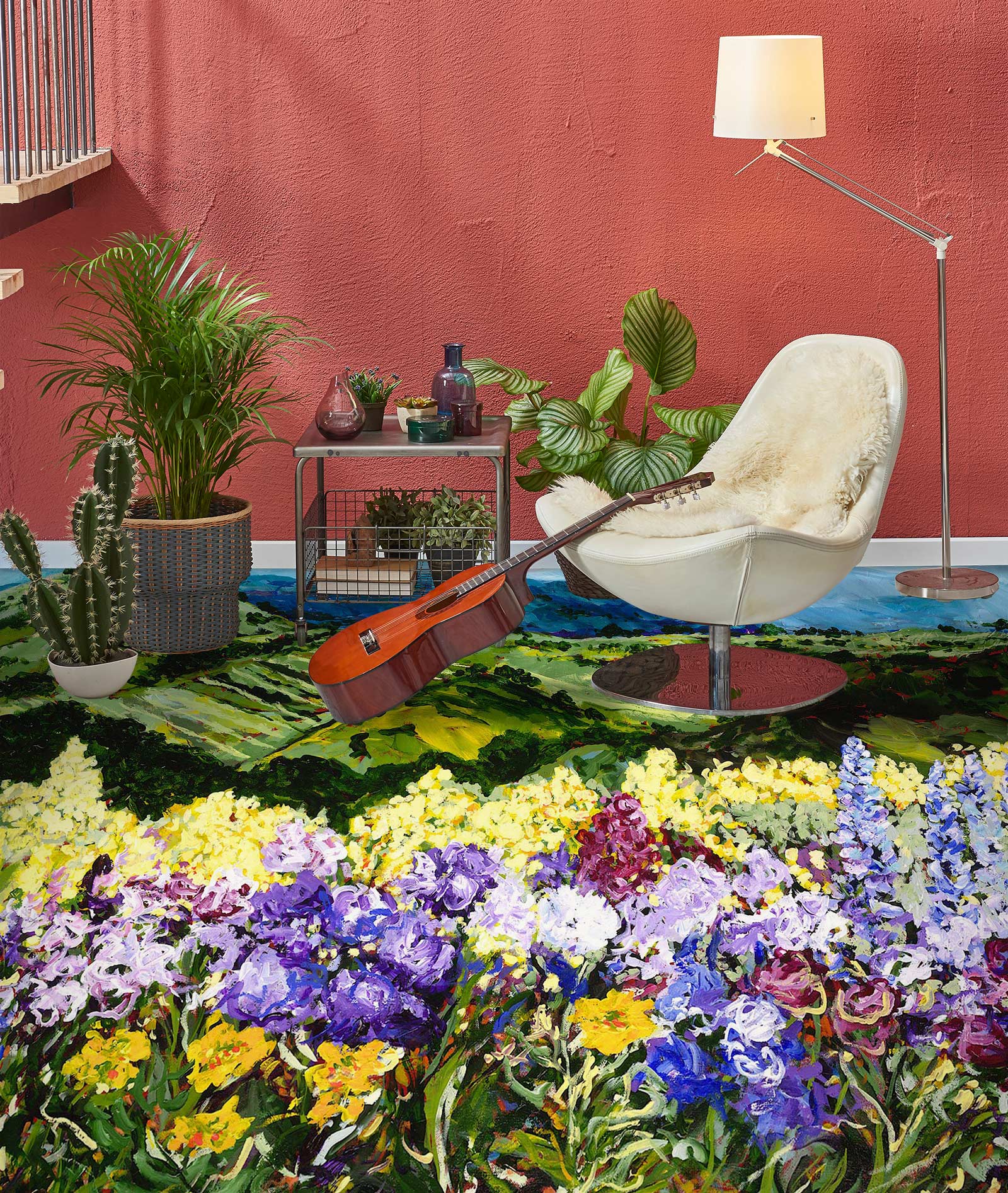 3D Field Colorful Flowers Painting 9538 Allan P. Friedlander Floor Mural Wallpaper Murals Self-Adhesive Removable Print Epoxy