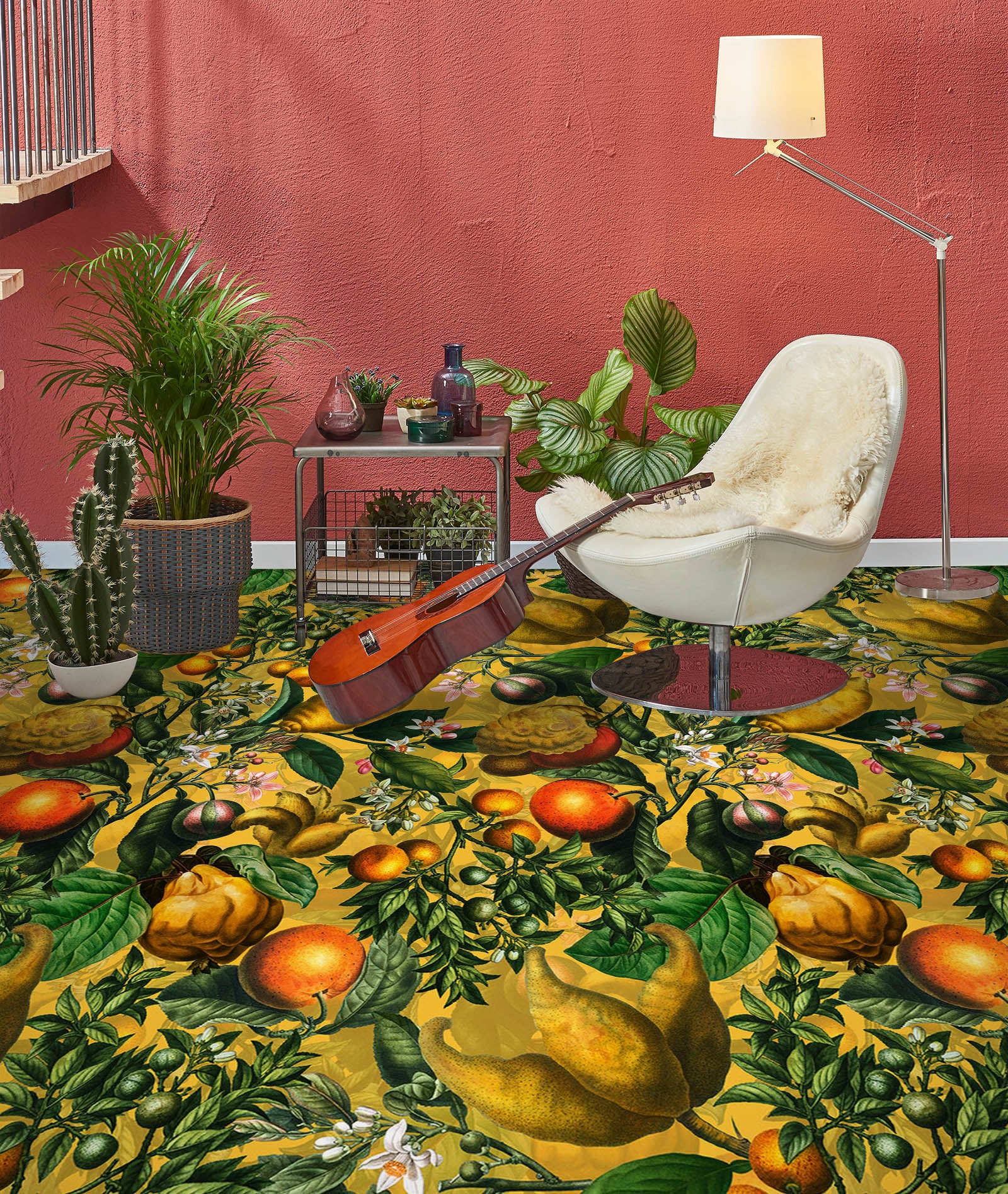 3D Orange Leaves 10028 Uta Naumann Floor Mural Wallpaper Murals Self-Adhesive Removable Print Epoxy