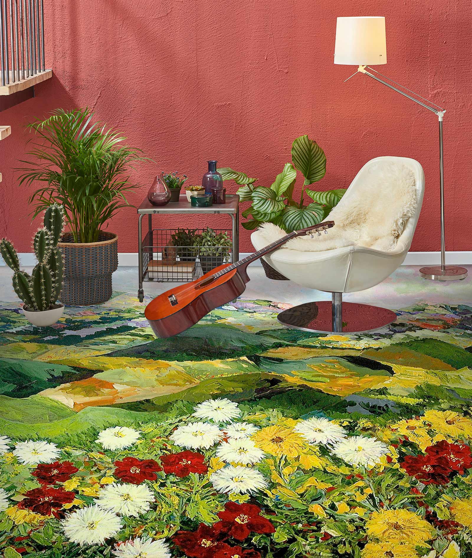 3D Hillside Flower Bush 9548 Allan P. Friedlander Floor Mural Wallpaper Murals Self-Adhesive Removable Print Epoxy