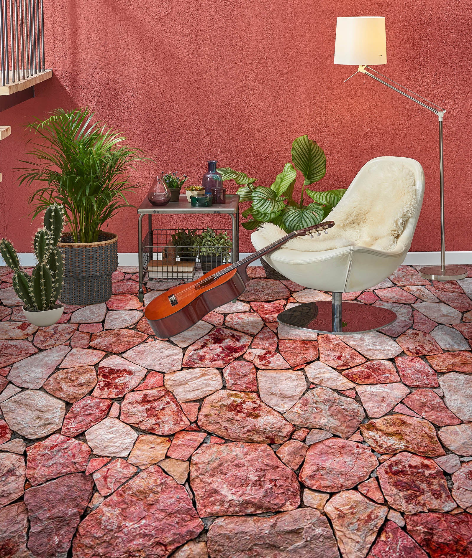 3D Pink Texture Stones 984 Floor Mural Wallpaper Murals Self-Adhesive Removable Print Epoxy