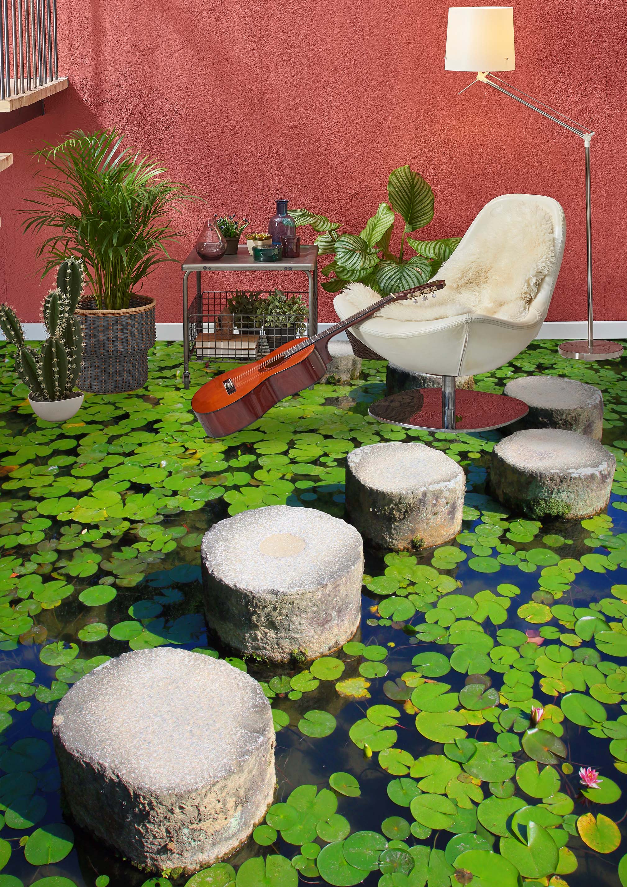 3D Green Duckweed 016 Floor Mural Wallpaper Murals Rug & Mat Print Epoxy waterproof bath floor