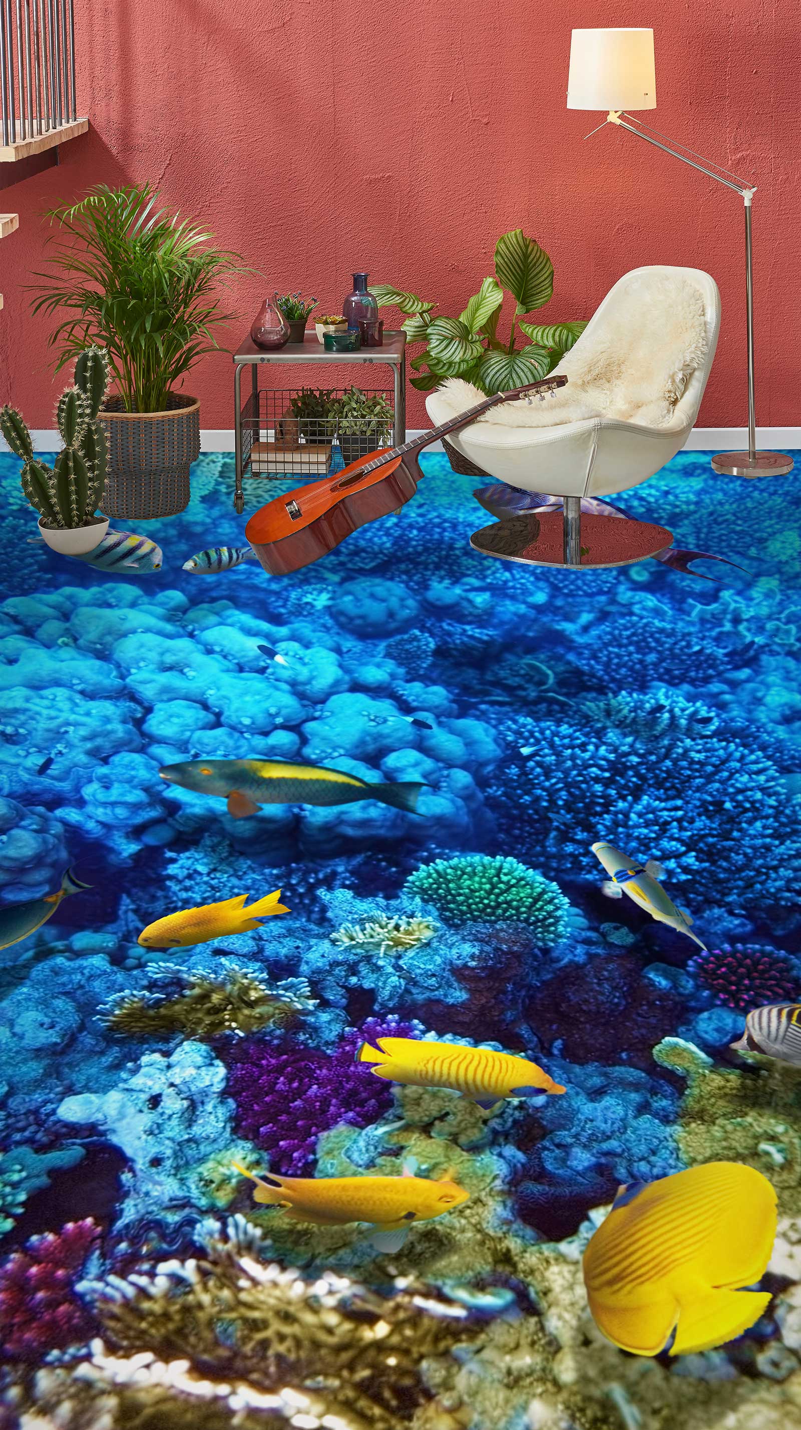 3D Rich Blue Coral 694 Floor Mural Wallpaper Murals Rug & Mat Print Epoxy waterproof bath floor