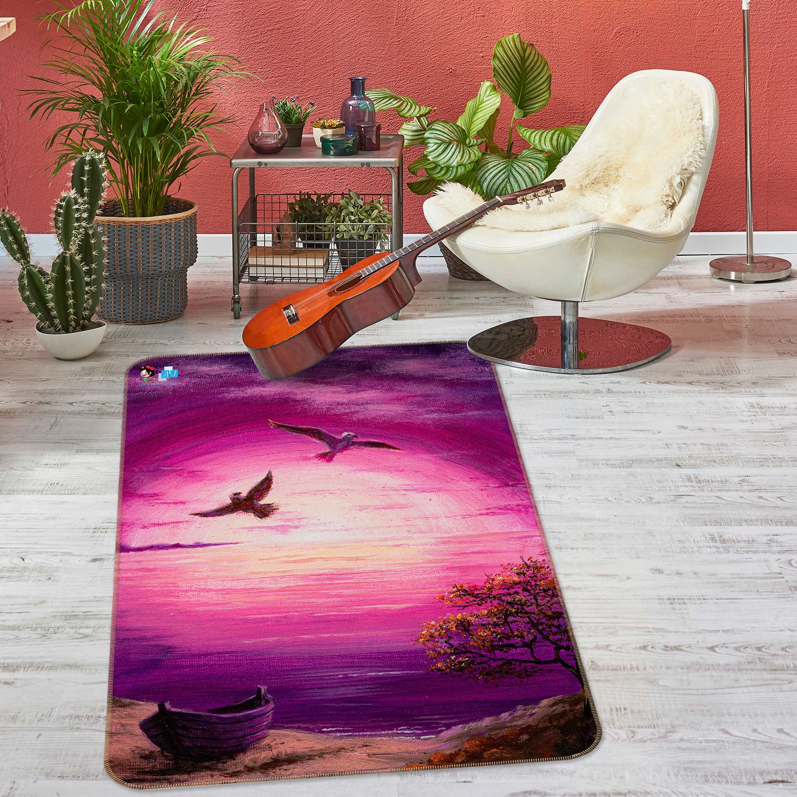 3D Pink Sky Eagle 18104 Marina Zotova Rug Non Slip Rug Mat